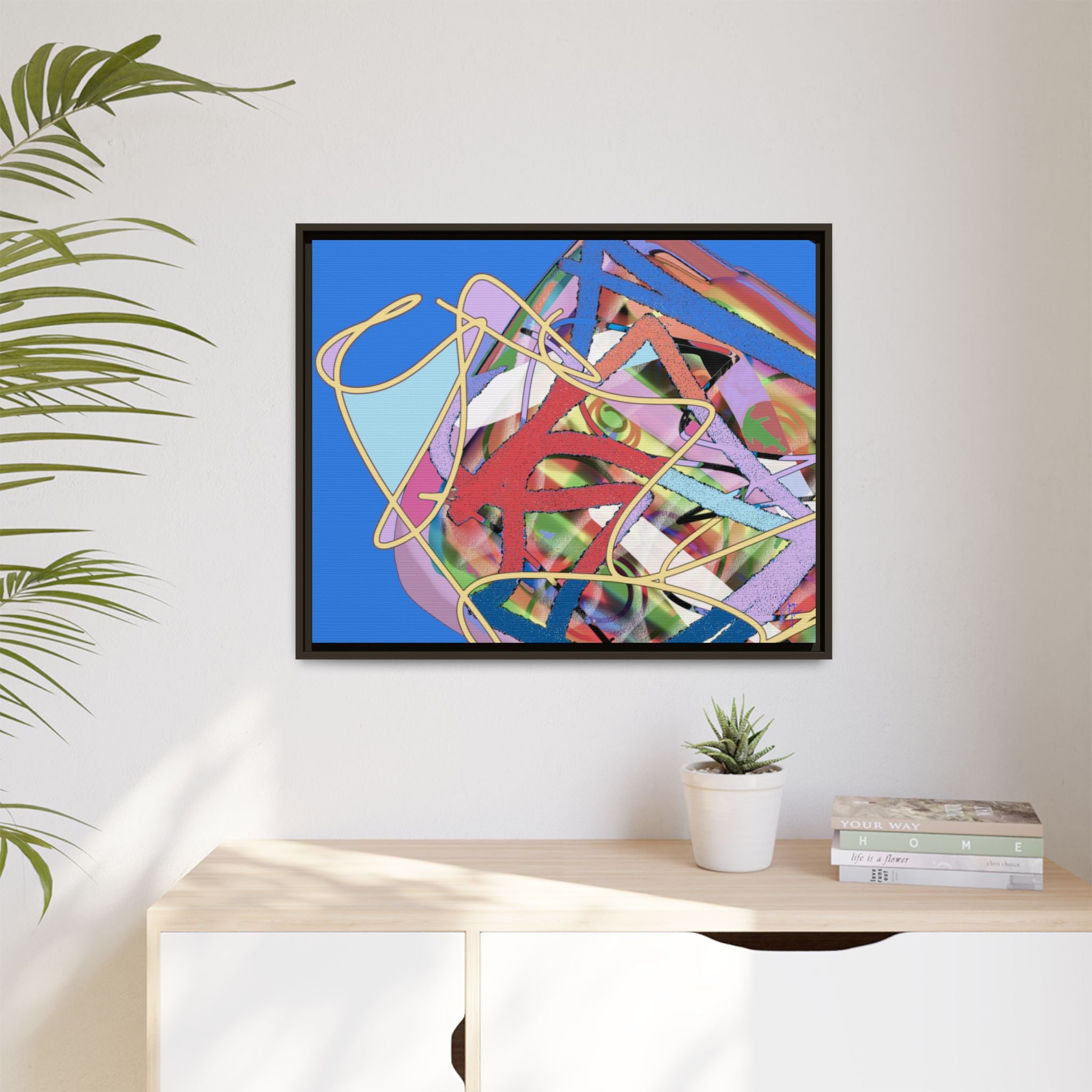 Abstract Multi‑Color Framed Canvas Art – Vibrant Modern Wall Decor