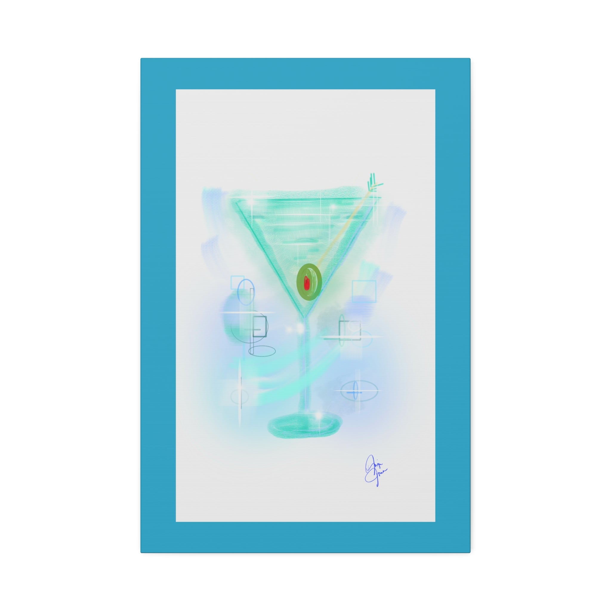 Martini Olive Canvas Print — Retro Cocktail Wall Art