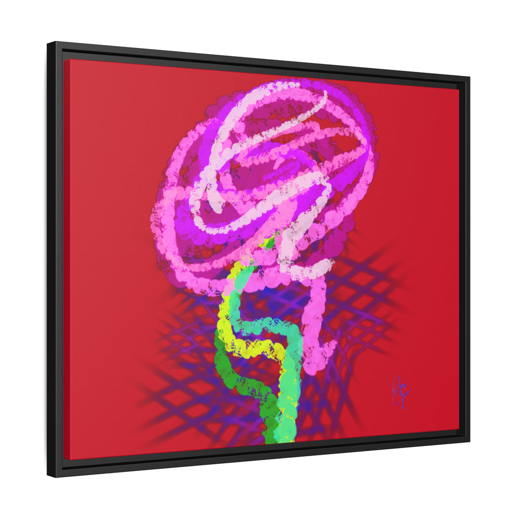 Framed Matte Canvas - Neon Rose Abstract Wall Art