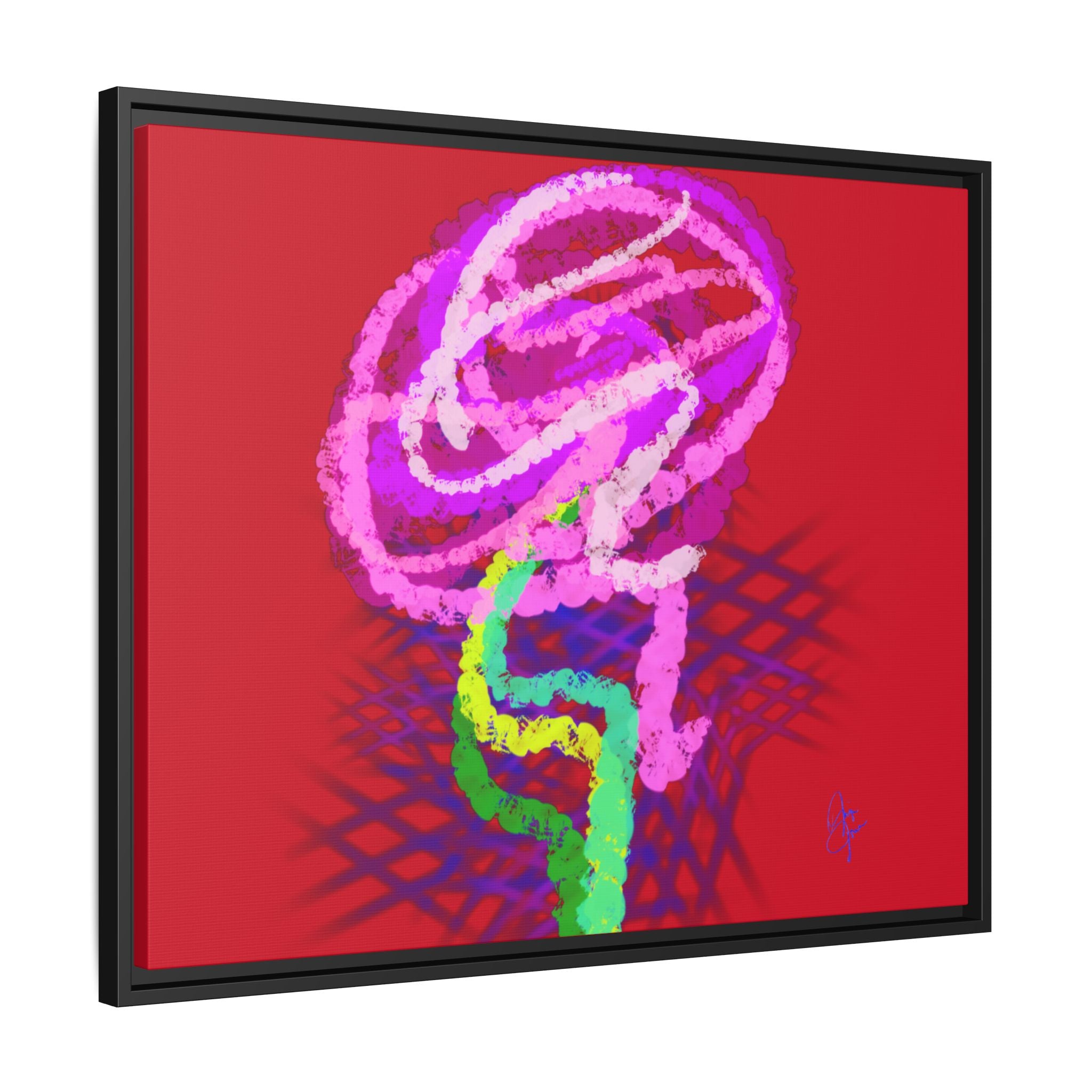 Framed Matte Canvas - Neon Rose Abstract Wall Art