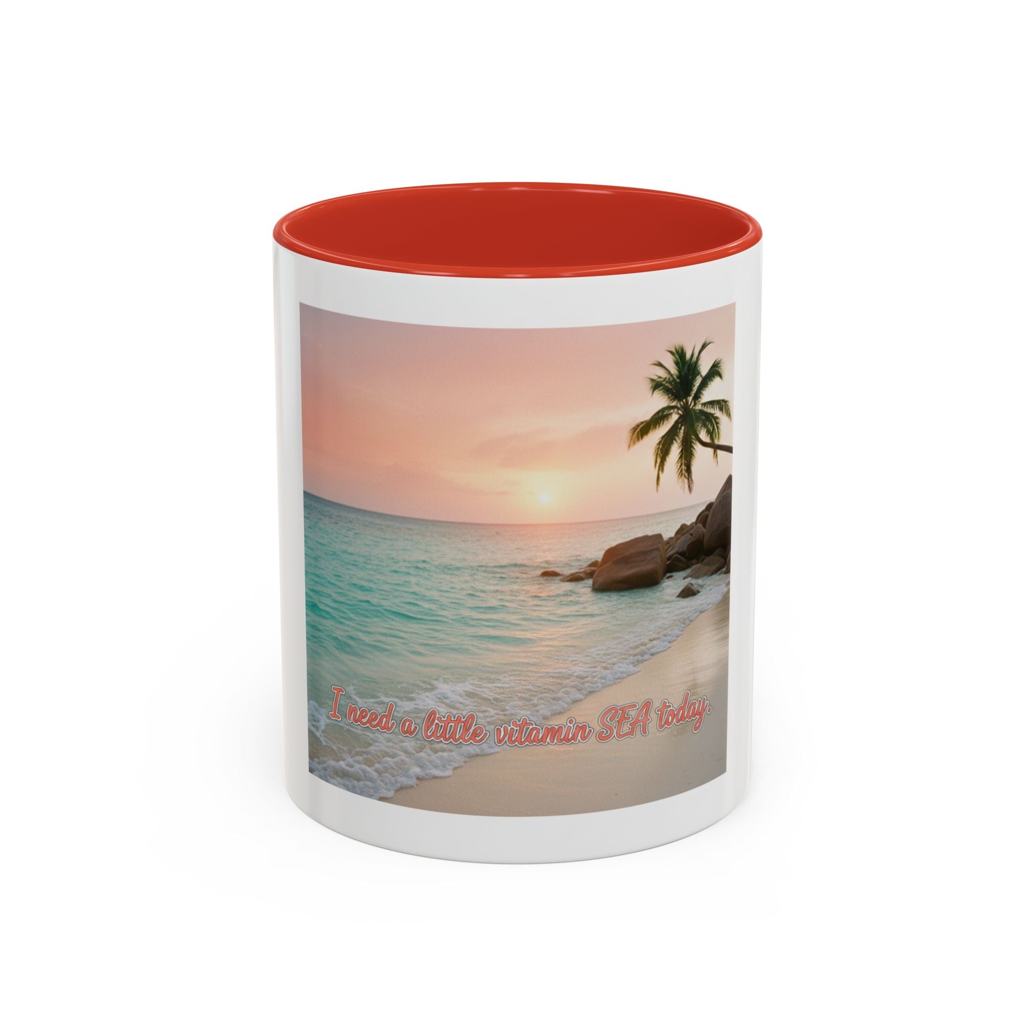 Tropical Beach Coffee Mug — Sunset Palm Ocean Accent Mug (11/15 oz)