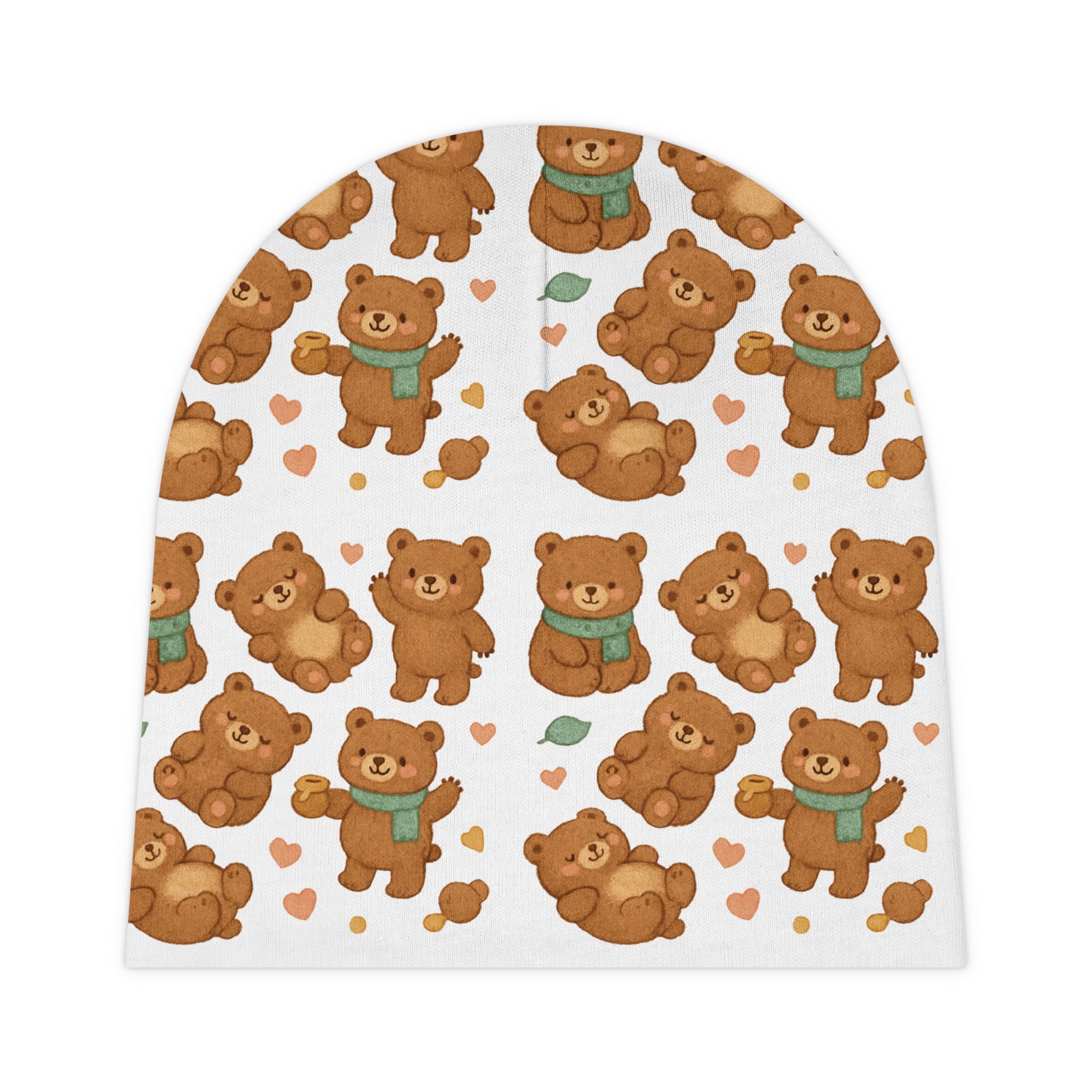 Cute Teddy Bear Baby Beanie – All-Over-Print Newborn Hat