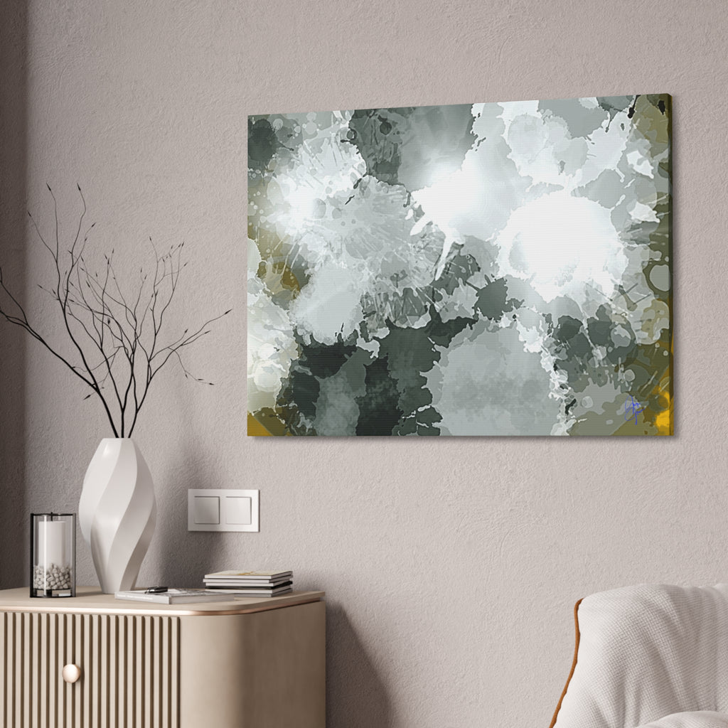 Abstract Gray Ink Splash Canvas