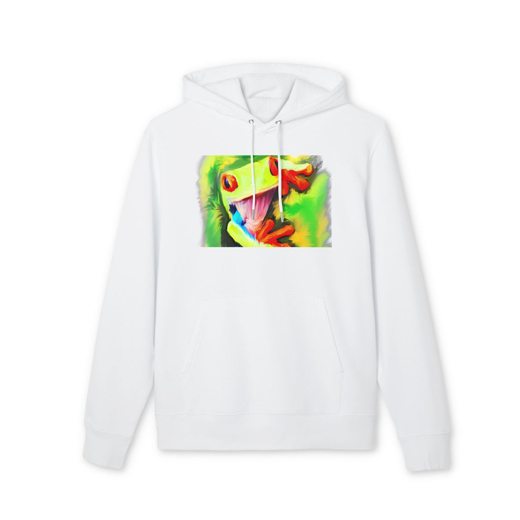 Tropical Red-Eyed Tree Frog Hoodie — Colorful Wildlife Graphic Pullover