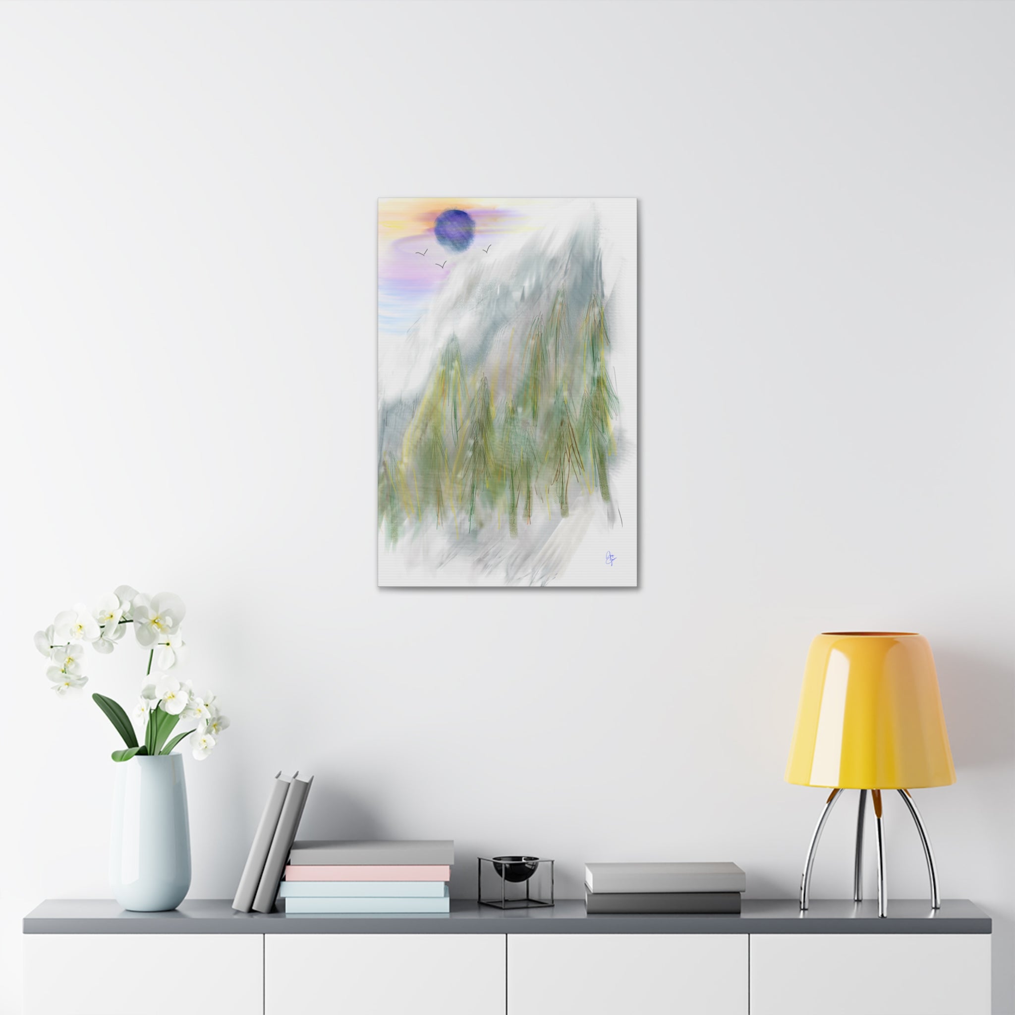 Mountain Mist Canvas Print — Green Stretched Wall Art