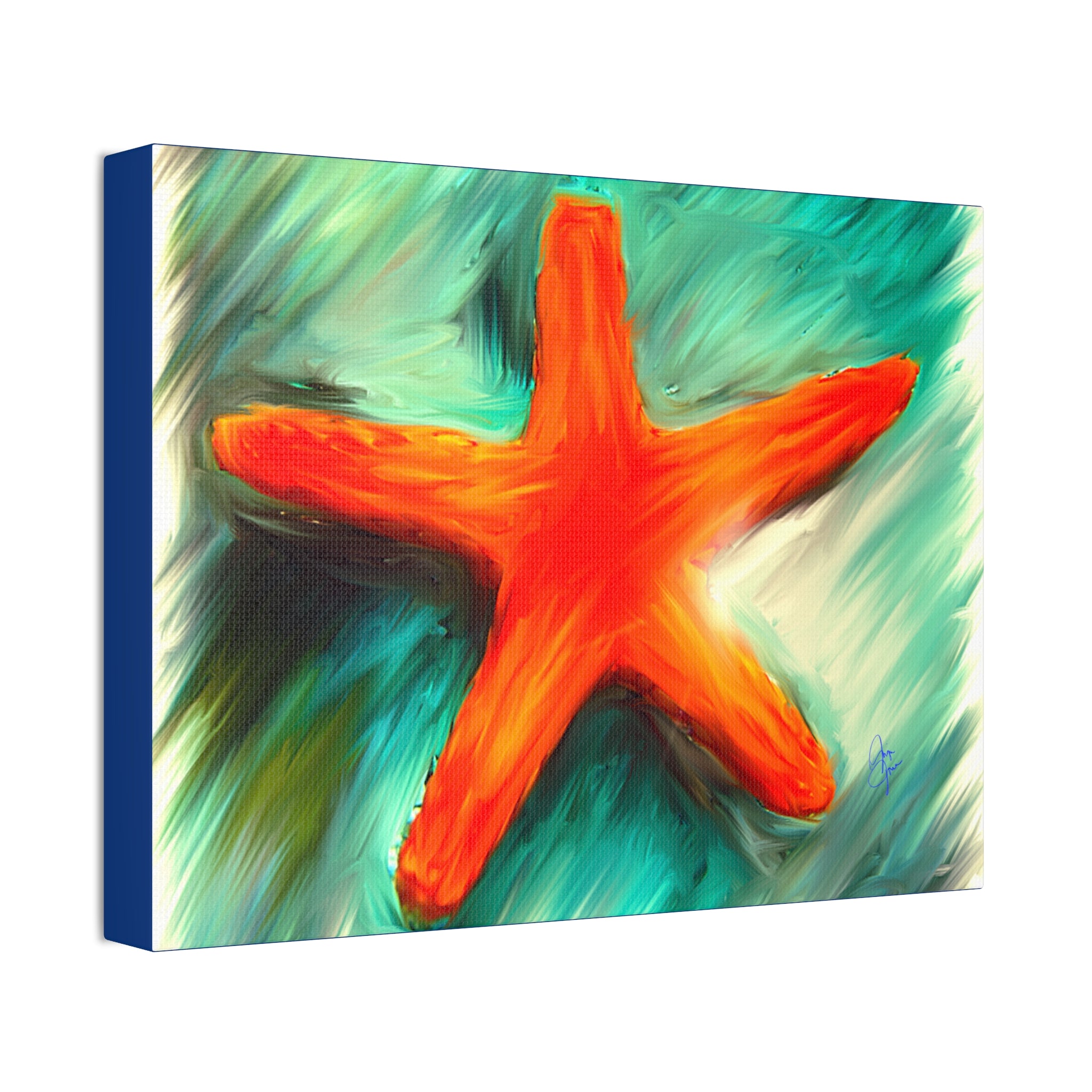 Starfish Wall Art Canvas — Stretched 1.5" Coastal Beach Décor