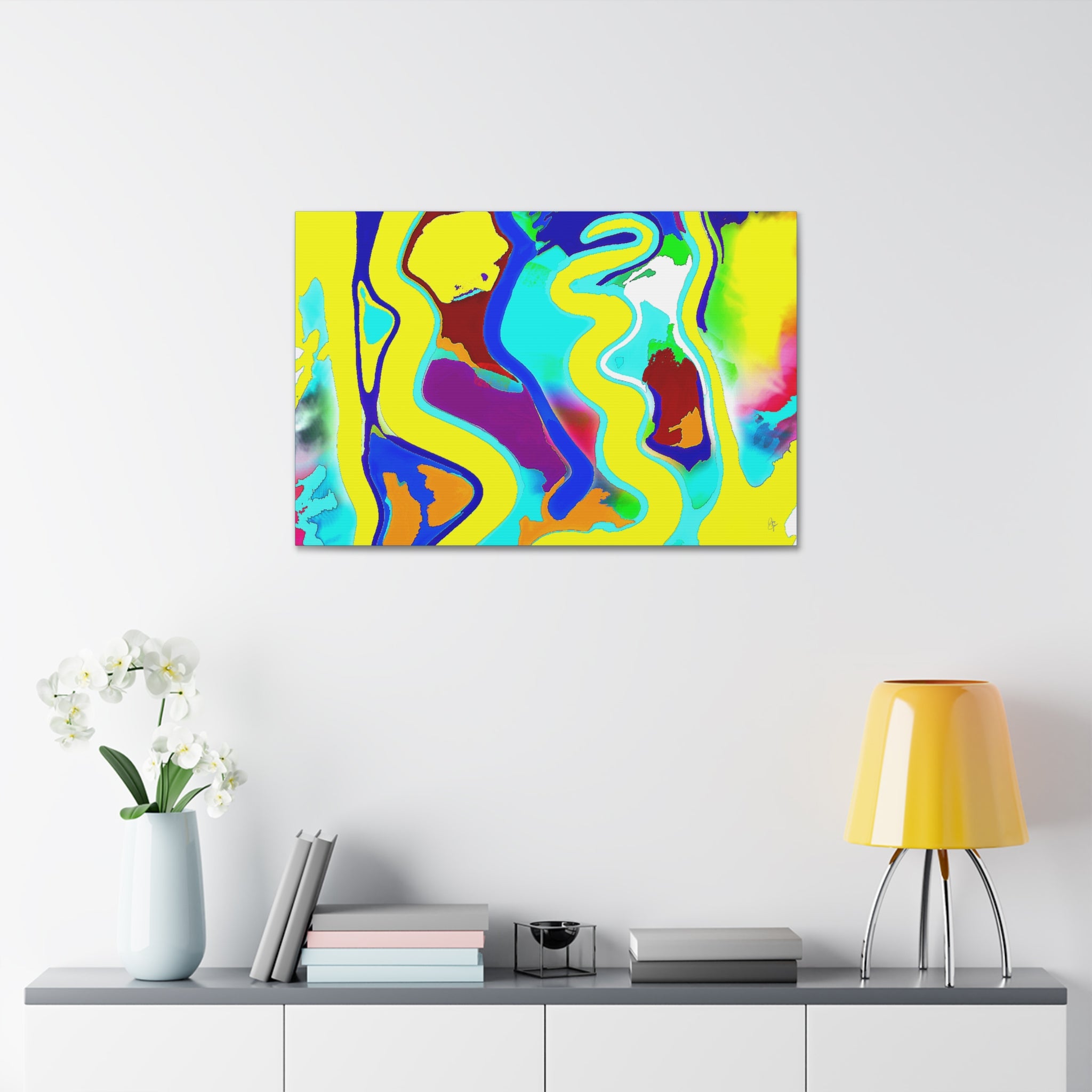 Abstract Neon Wave Canvas Art — Vibrant Stretched 1.5" Wall Decor