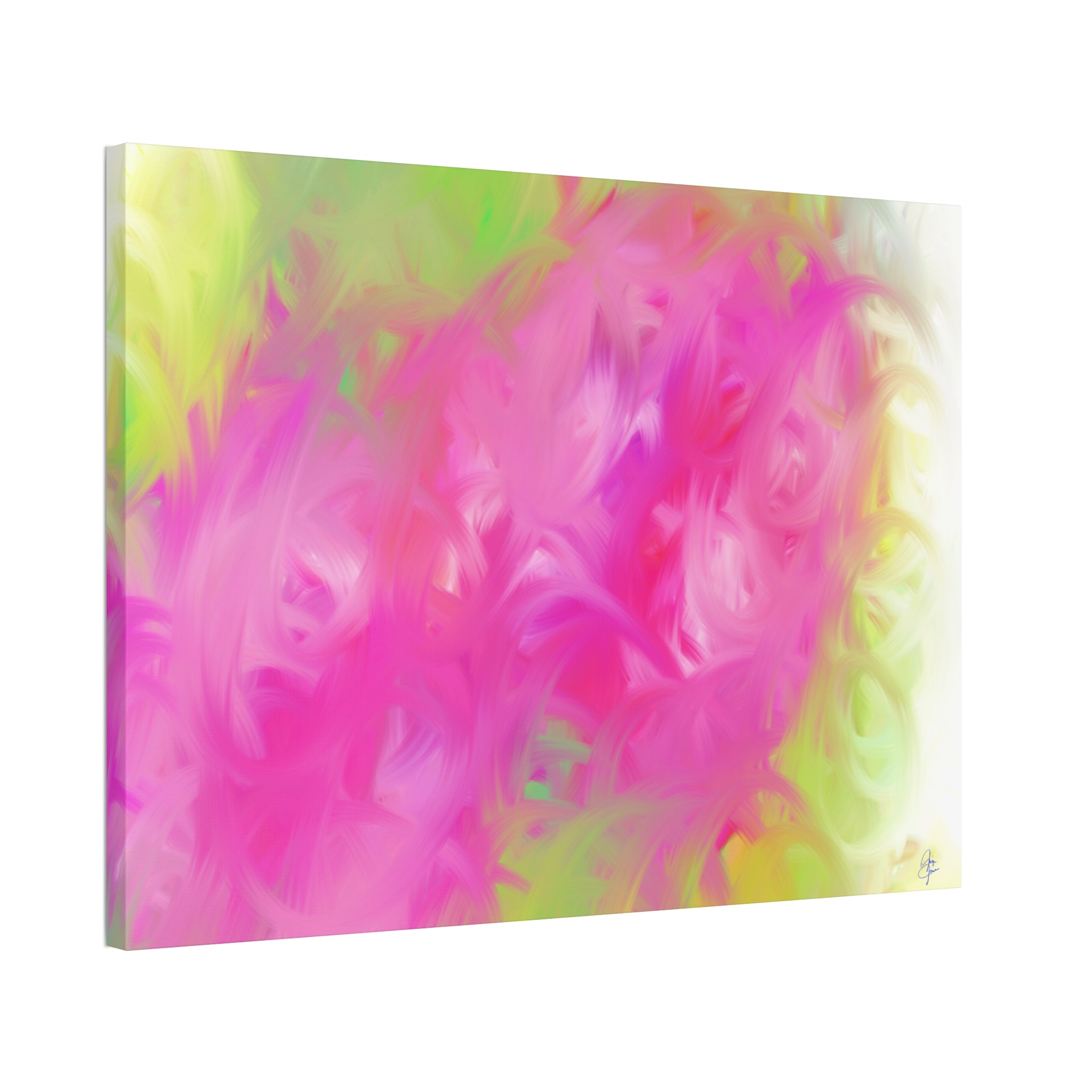 Abstract Pink & Lime Floral Canvas Print — Stretched 1.5"