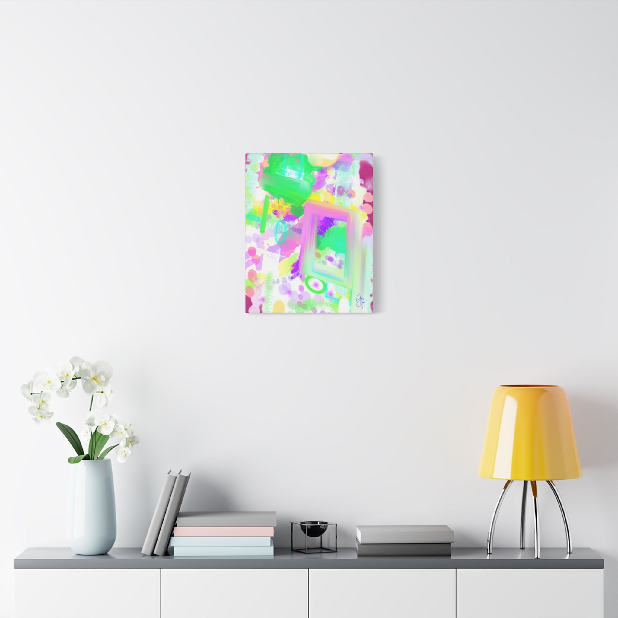 Abstract Pastel Splash Canvas Print — Bright Neon Frame Wall Art