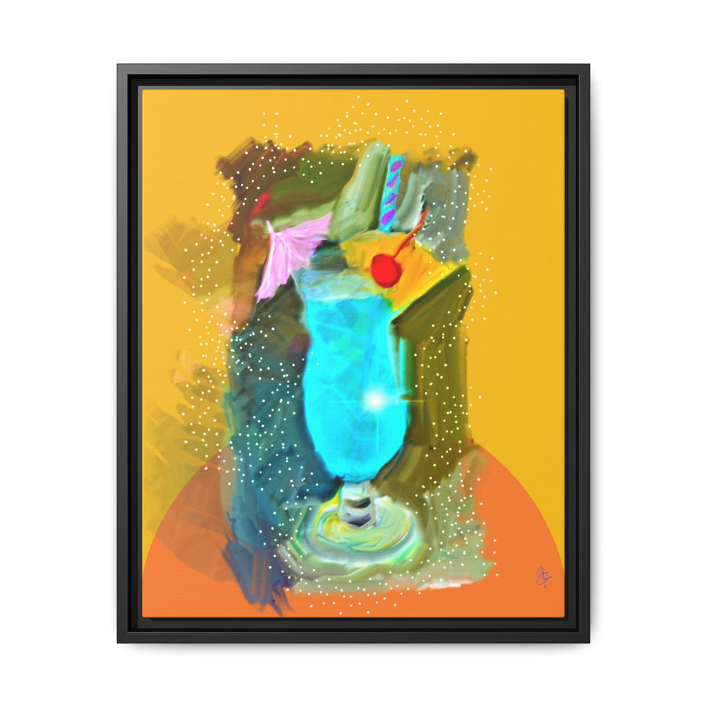 Tropical Blue Cocktail Canvas Print — Framed Matte Bar Art