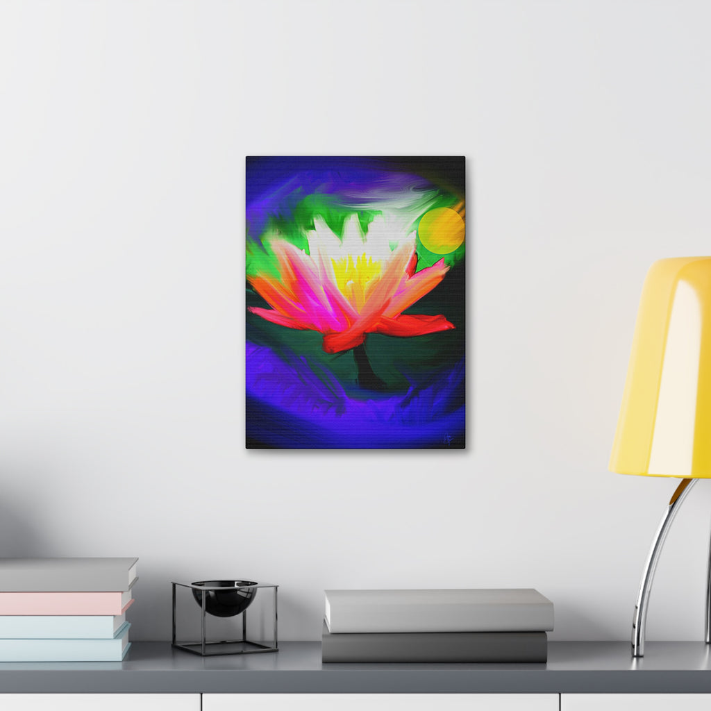 Vibrant Lotus Canvas Print — Bright Floral Stretched Wall Art