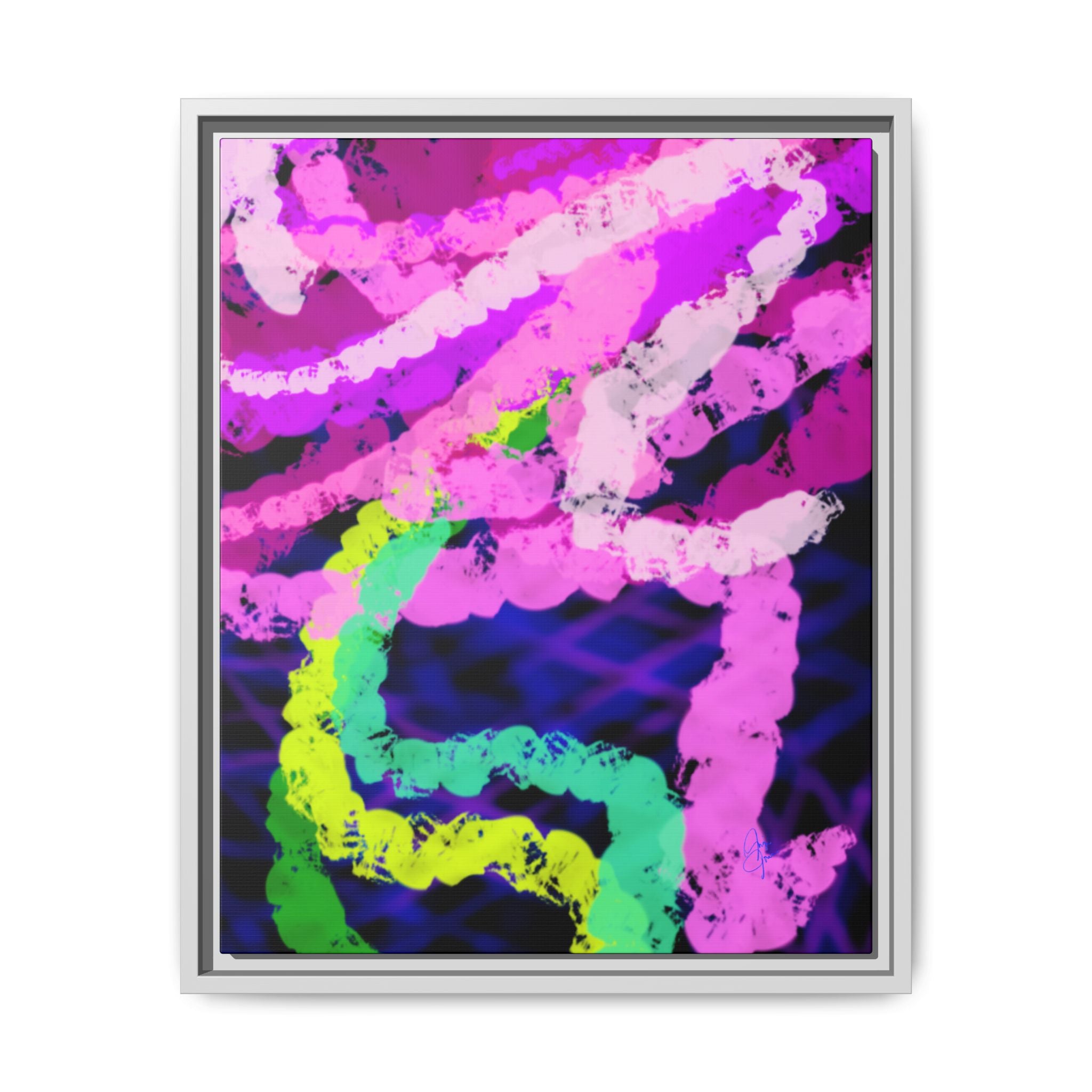Framed Matte Canvas - Neon Rose Abstract Wall Art
