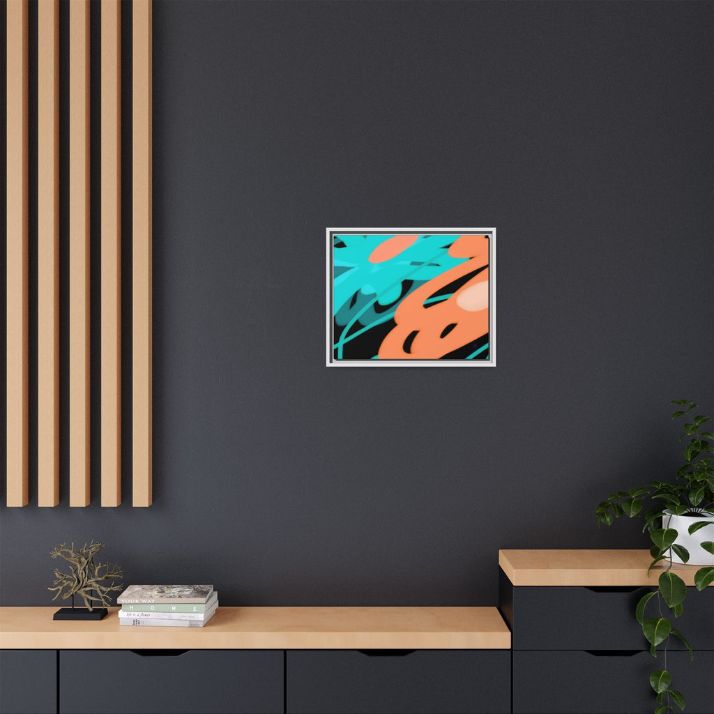 Abstract Teal & Coral Splash Framed Canvas