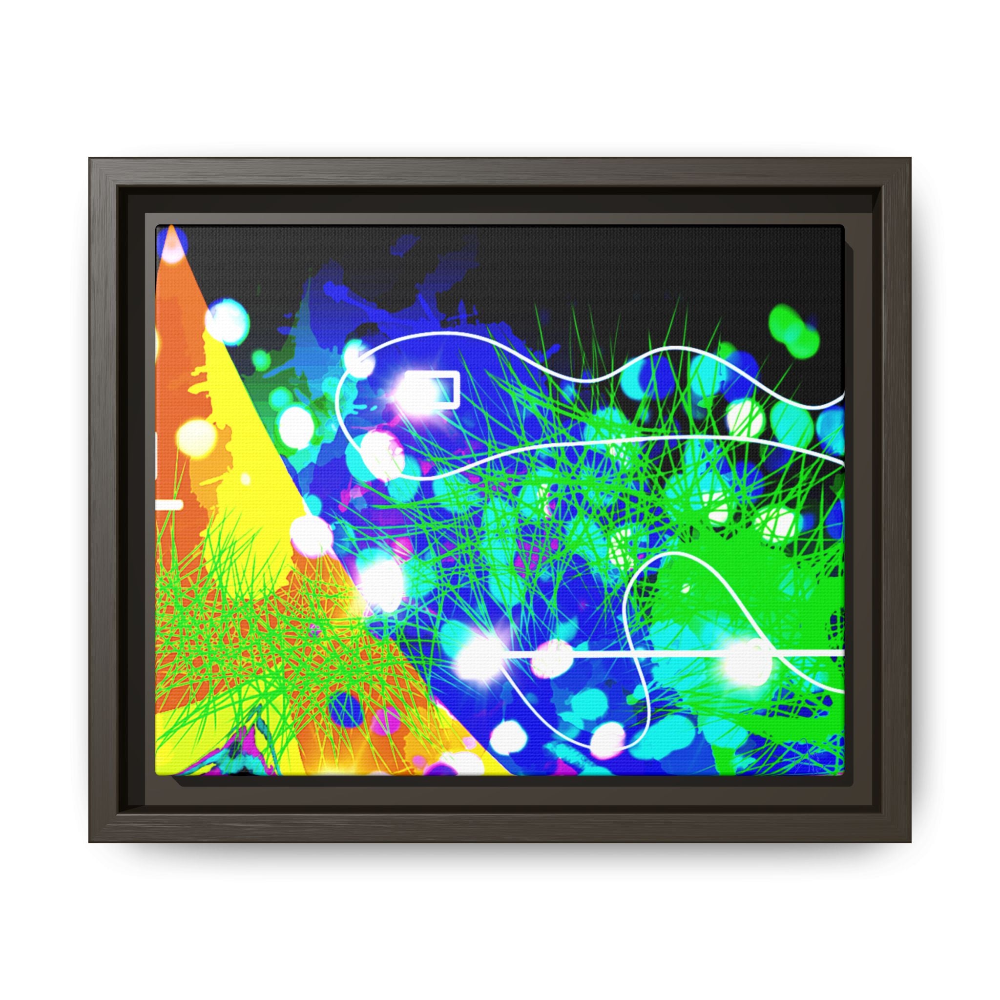Abstract Neon Wave Matte Canvas Framed Art