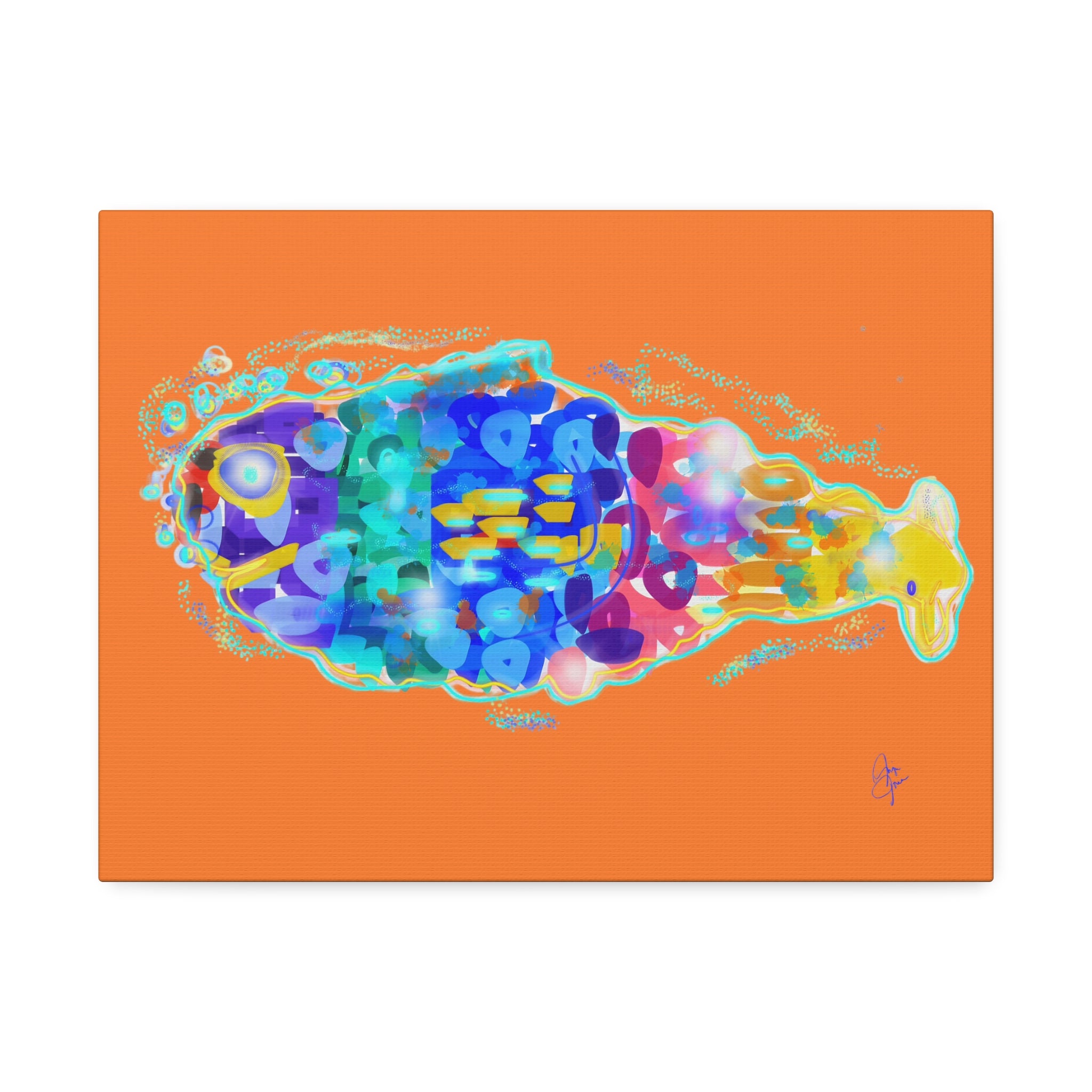 Colorful Abstract Fish Canvas Print — Vibrant Ocean Wall Art
