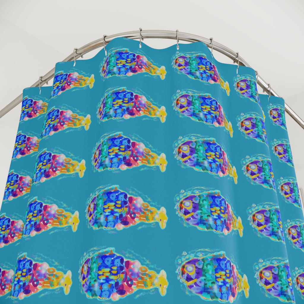Fish Pattern Shower Curtain — Colorful Tropical Aquarium Design