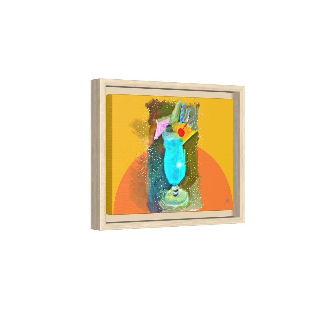 Tropical Blue Cocktail Canvas Print — Framed Matte Bar Art
