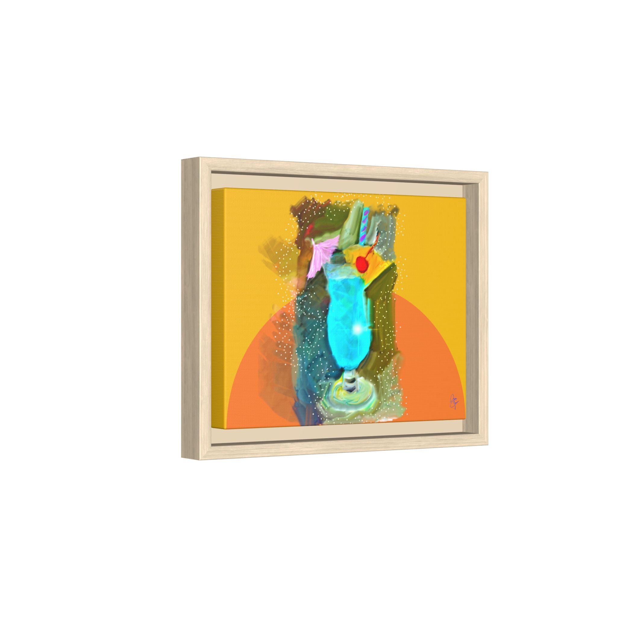 Tropical Blue Cocktail Canvas Print — Framed Matte Bar Art
