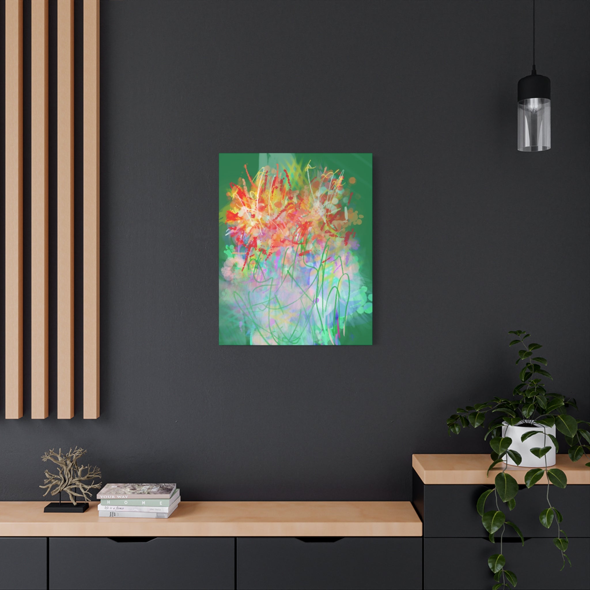 Abstract Floral Canvas Print — Colorful Spring Garden Matte Wall Art (Stretched 1.25")