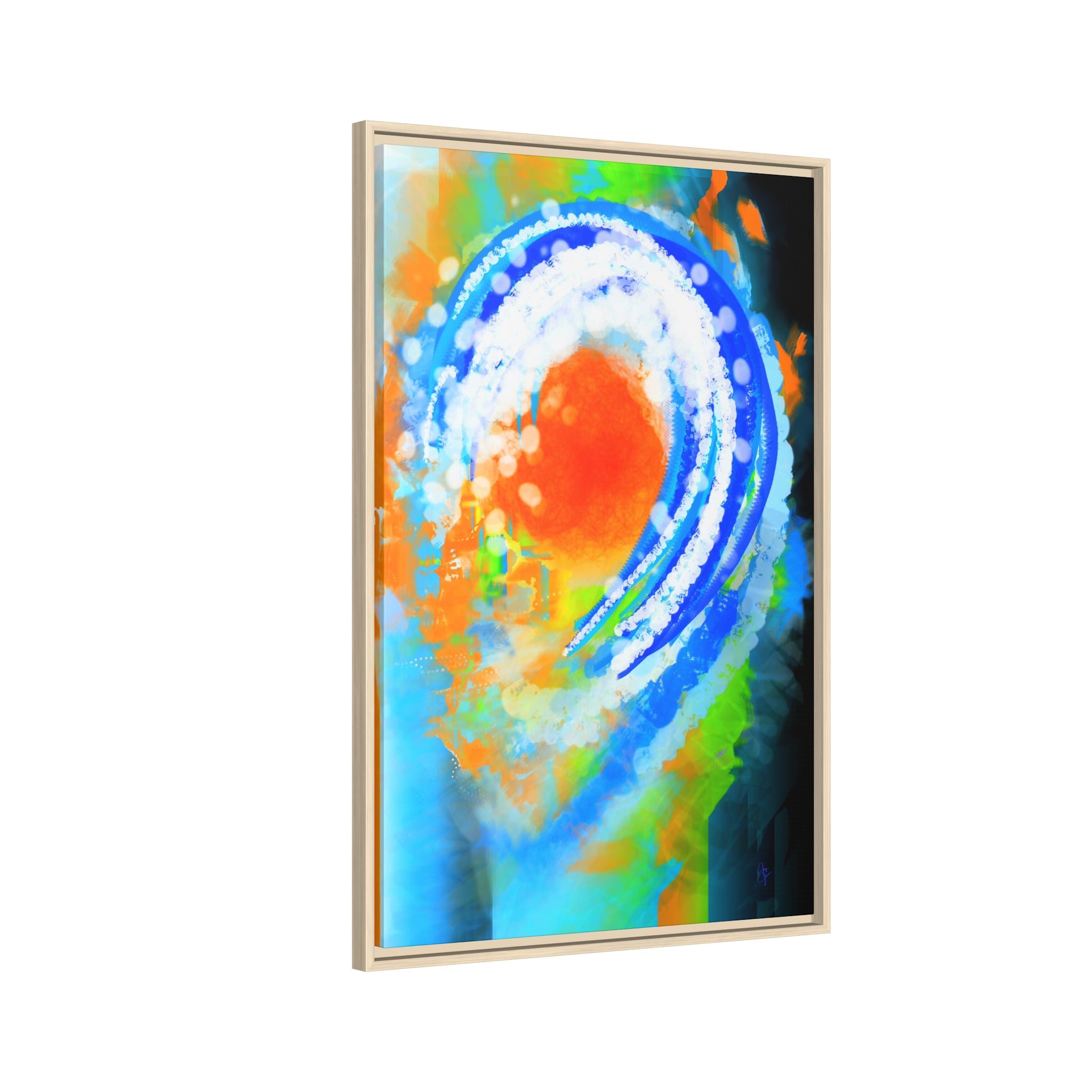 Abstract Ocean Wave Matte Canvas Print — Framed Multi‑Color Wall Art