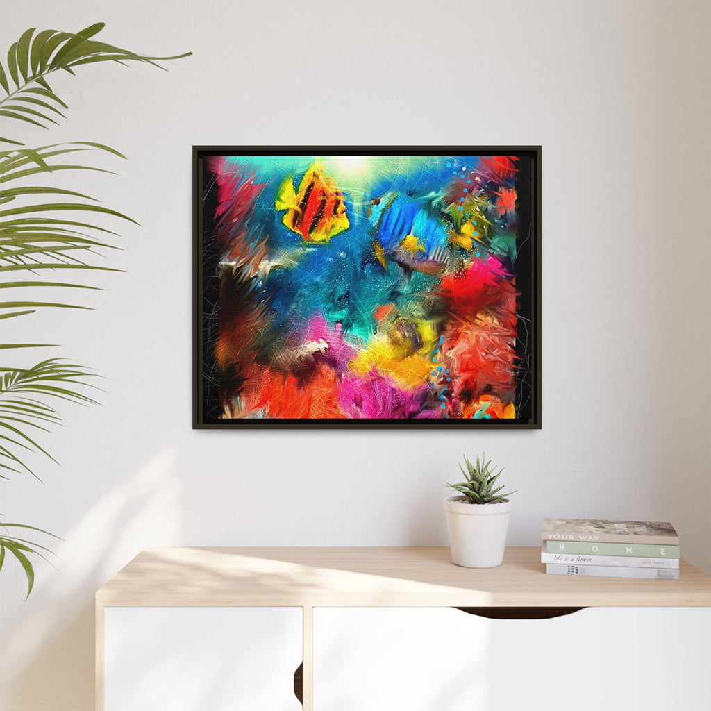 Framed Abstract Color Explosion Canvas — Vibrant Multi‑Color Wall Art