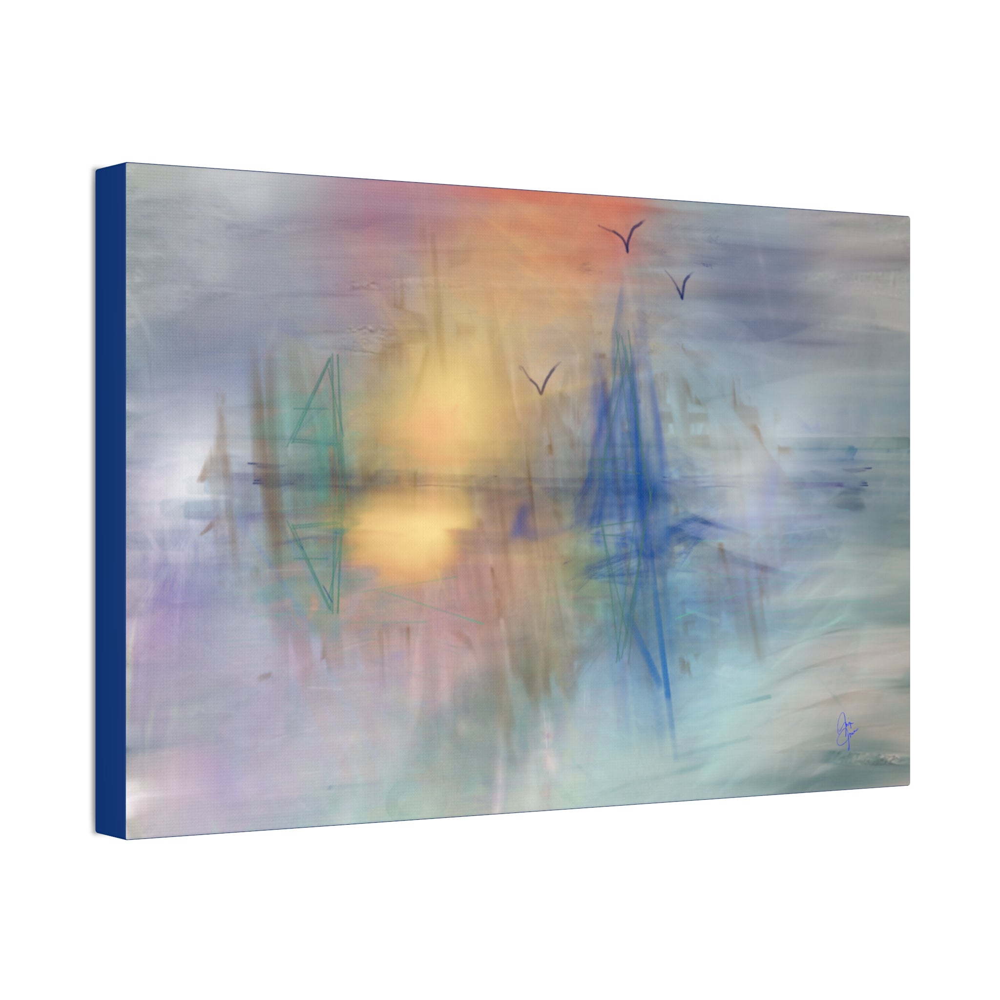 Sunset Harbor Abstract Canvas Wall Art – Stretched 1.5"