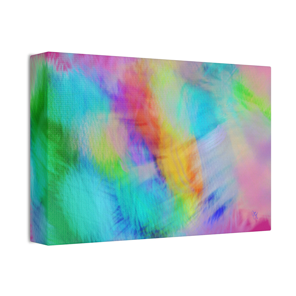 Abstract Pastel Watercolor Canvas Wall Art – Vibrant Rainbow Clouds Stretched Canvas