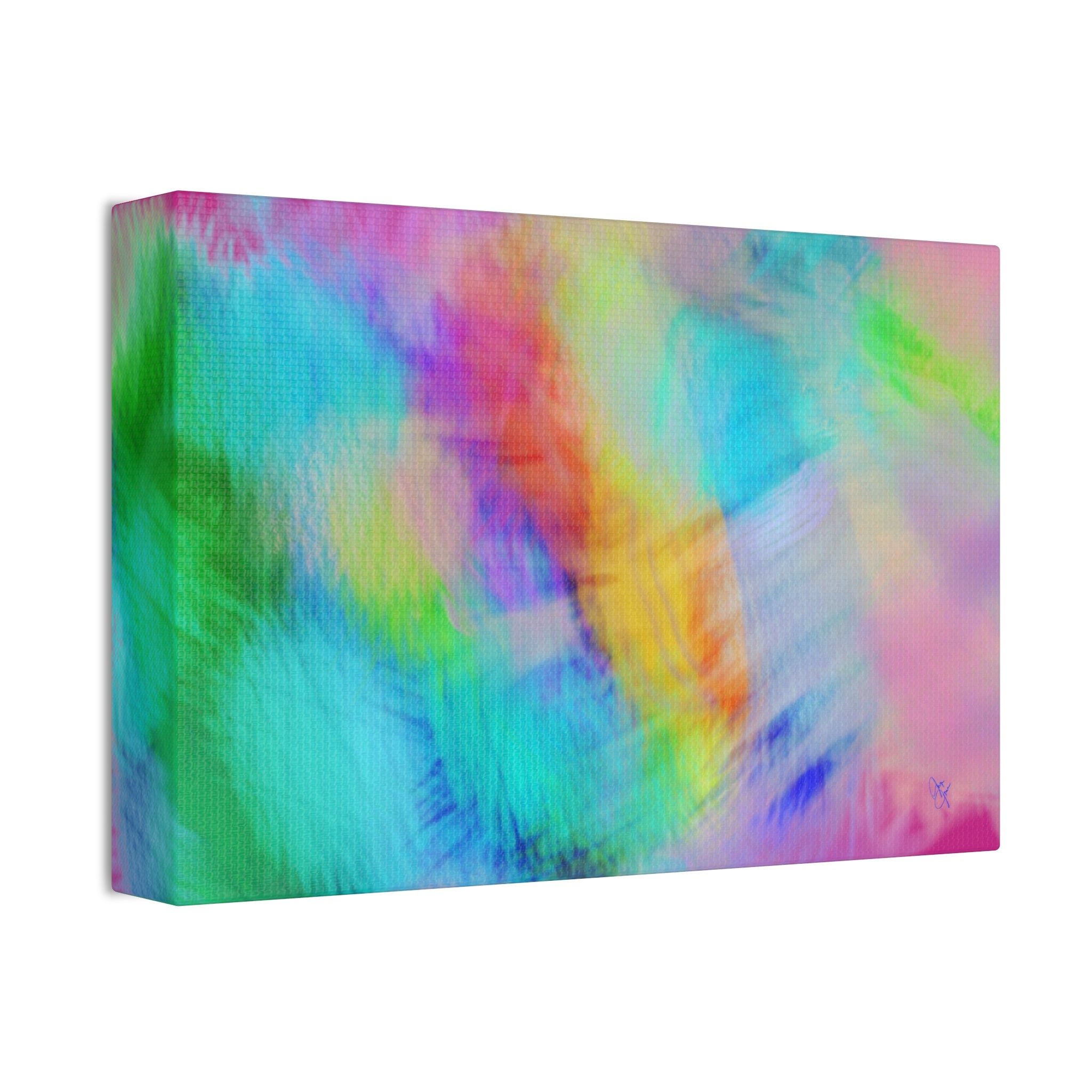 Abstract Pastel Watercolor Canvas Wall Art – Vibrant Rainbow Clouds Stretched Canvas