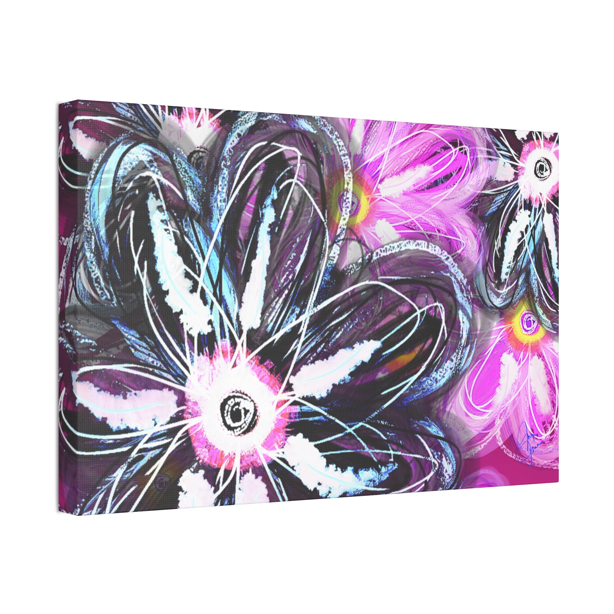 Floral Neon Abstract Canvas