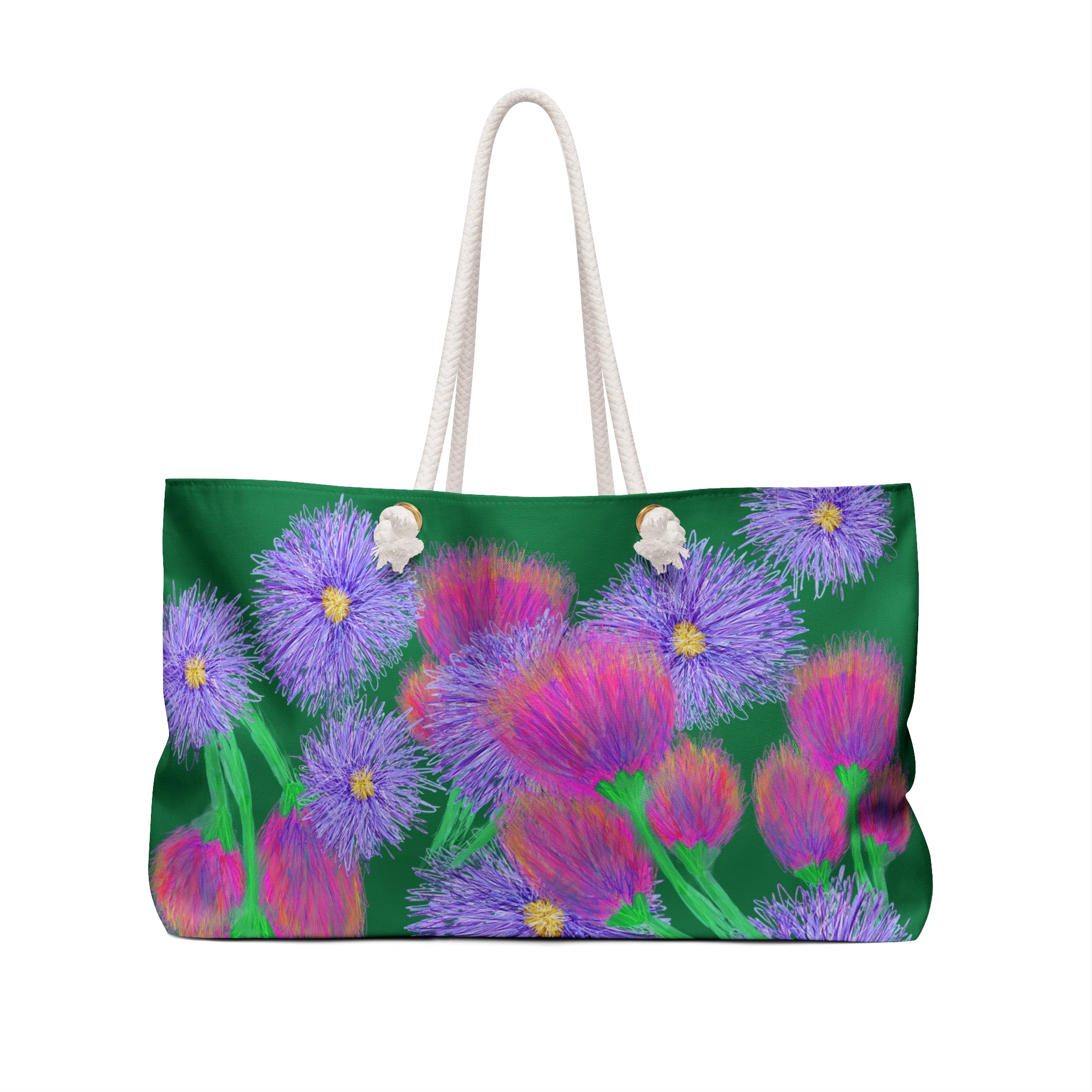 Floral Dream Weekender Bag — Vibrant Purple & Pink Wildflower Travel Tote