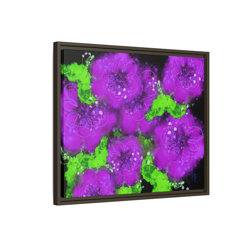 Framed Floral Canvas Print — Matte Multi-Color Blooms Wall Art