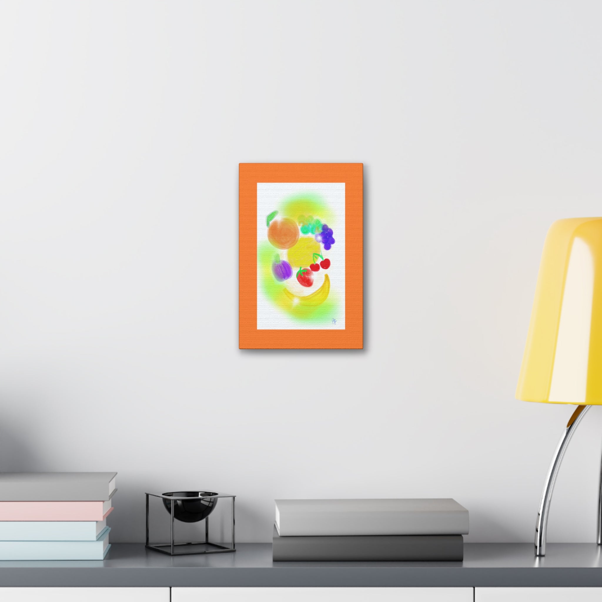 Colorful Fruit Still Life Canvas — Bright Kitchen Wall Art, Stretched 1.5"