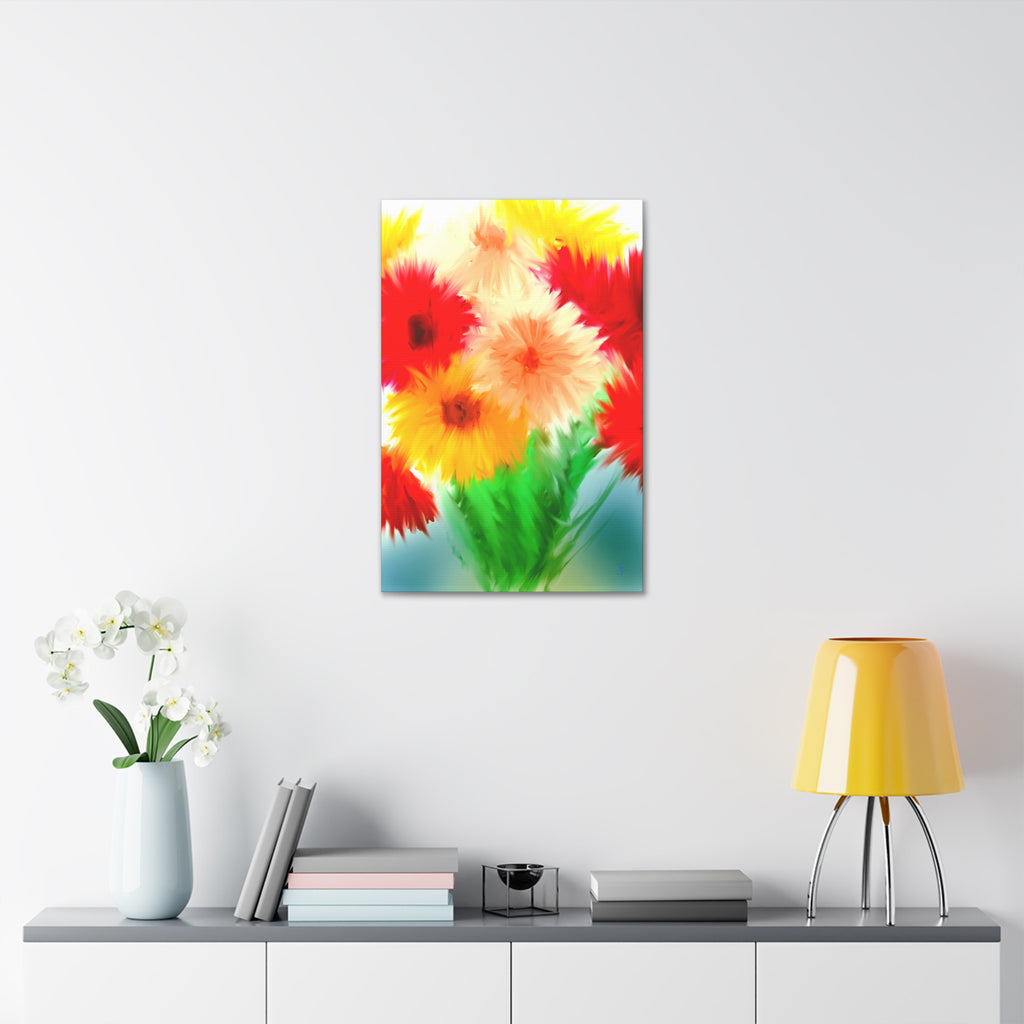 Bright Floral Abstract Canvas Wall Art — Stretched 1.5"