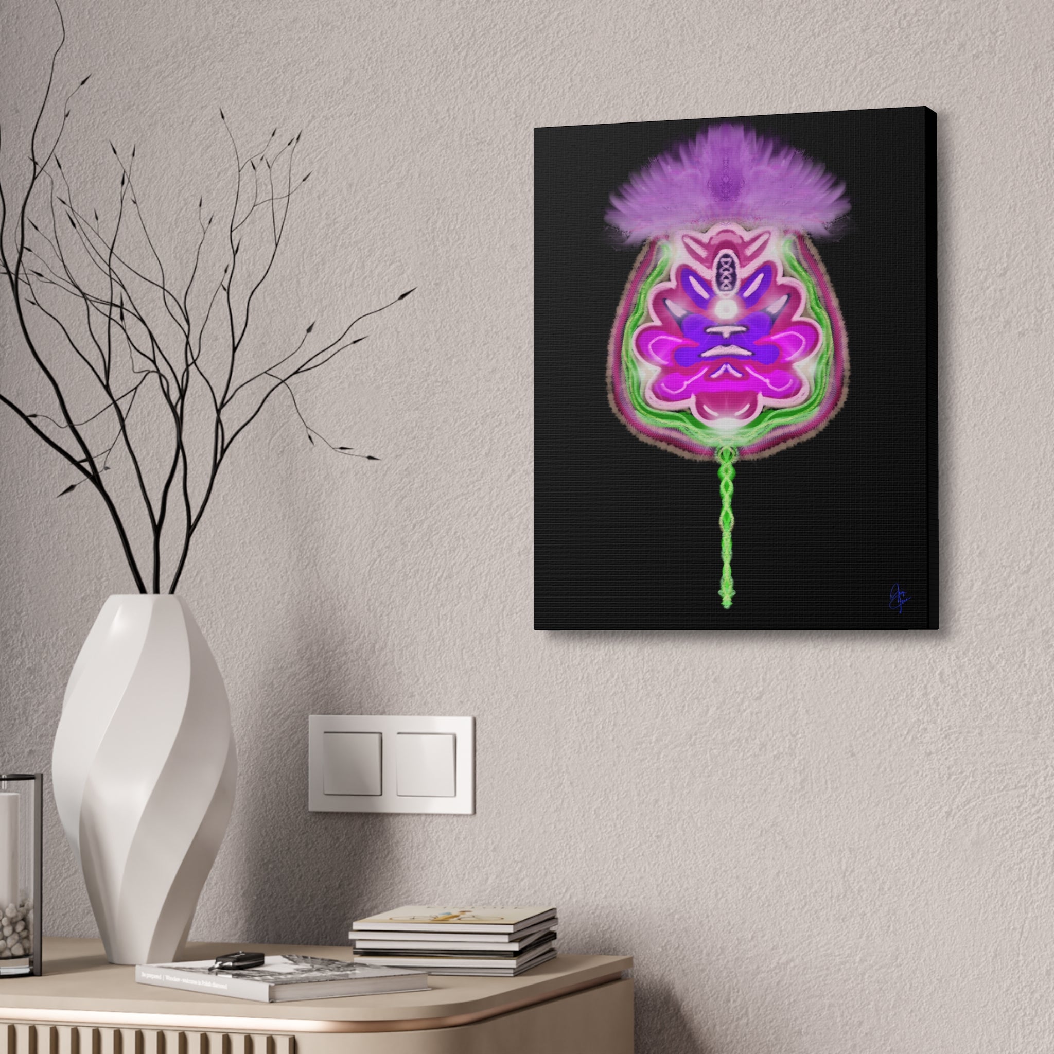 Abstract Purple Floral Canvas Wall Art — Stretched 1.5"
