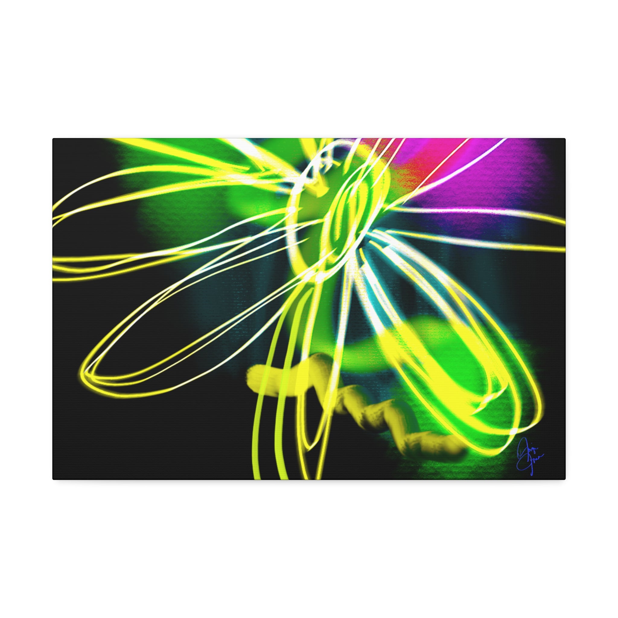 Neon Bloom Canvas Print — Abstract Floral Wall Art (Stretched 1.5")