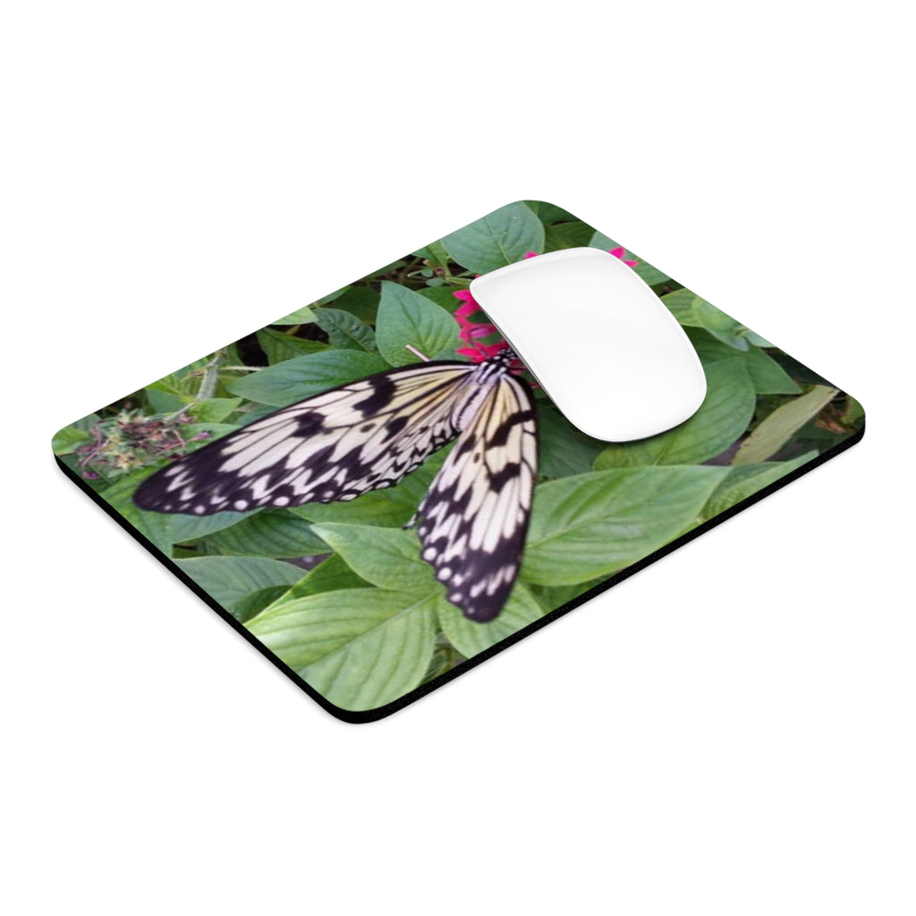 Butterfly on Pink Flower Mouse Pad – Nature Desk Mat for Garden Lovers