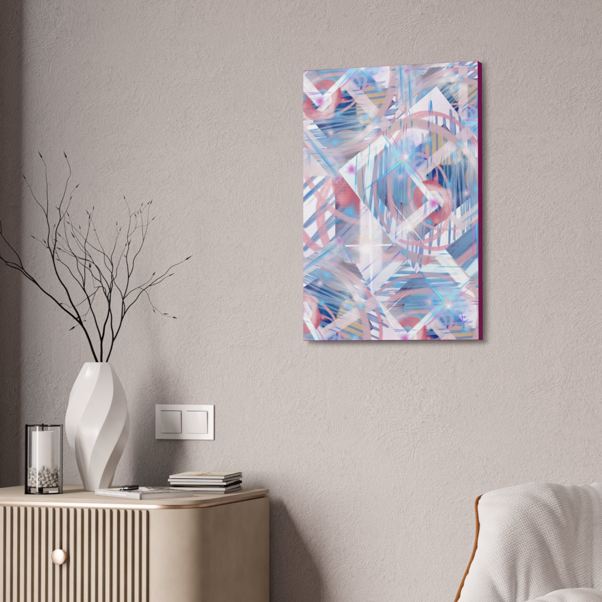 Abstract Pastel Flamingo Canvas Stretch 1.5" - Modern Tropical Wall Art