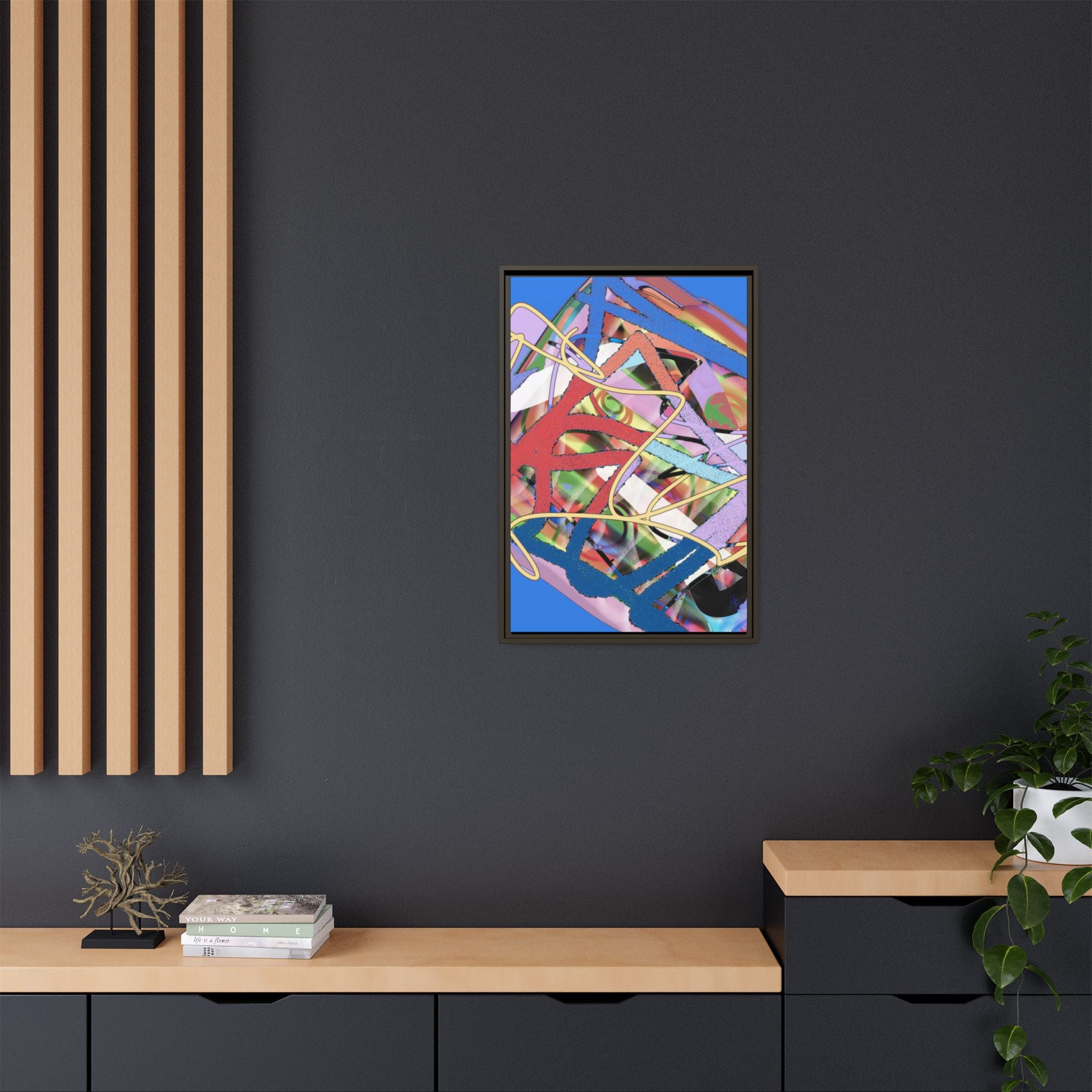 Abstract Multi‑Color Framed Canvas Art – Vibrant Modern Wall Decor