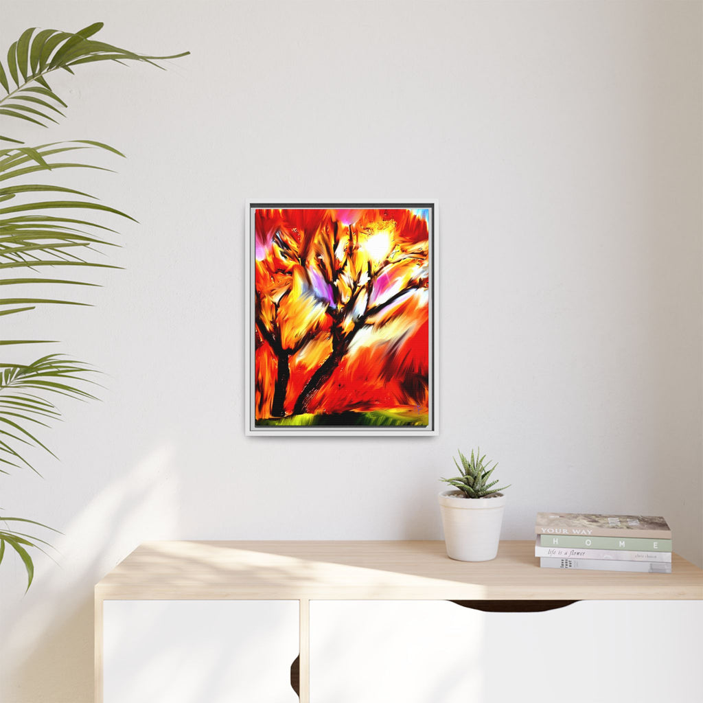 Framed Matte Canvas Print — Vibrant Tree Landscape