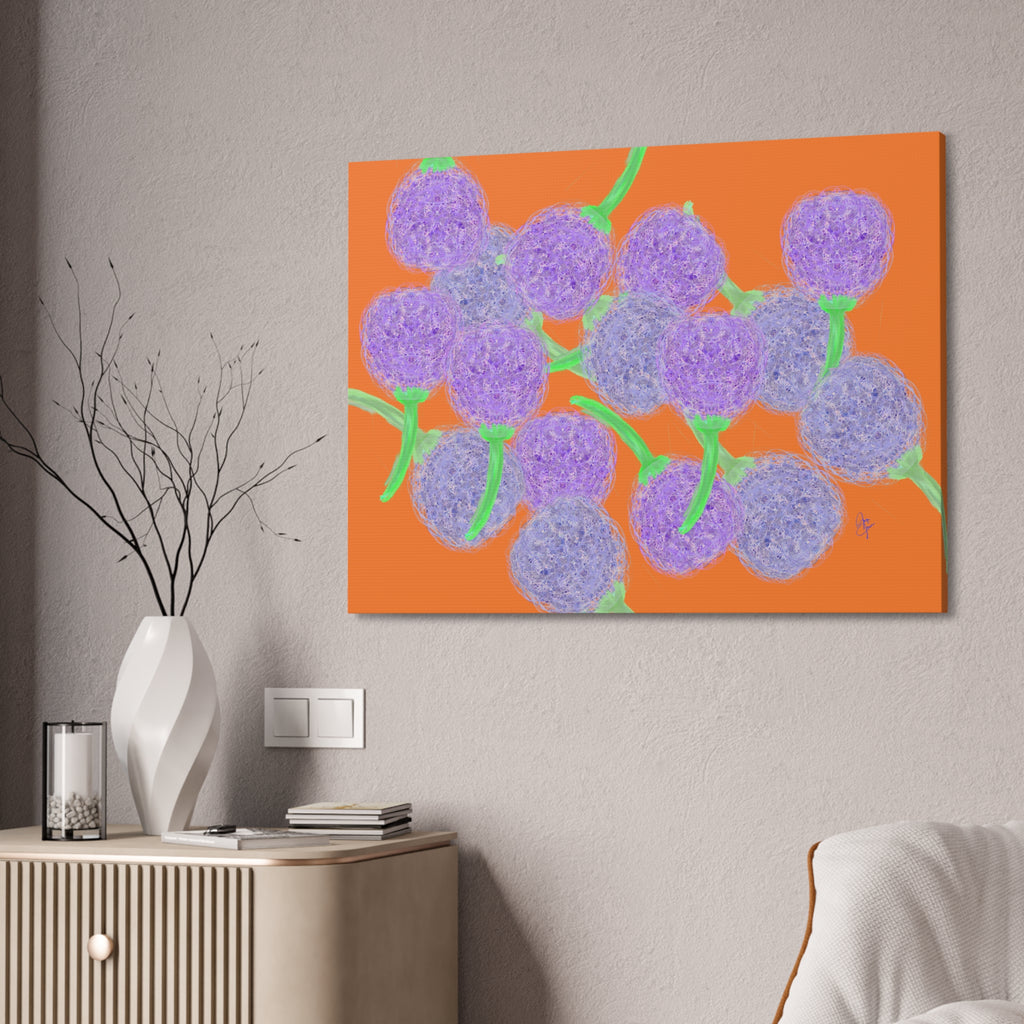 Purple Berry Art Canvas Print — Floral Abstract Wall Decor (Stretched 1.5")