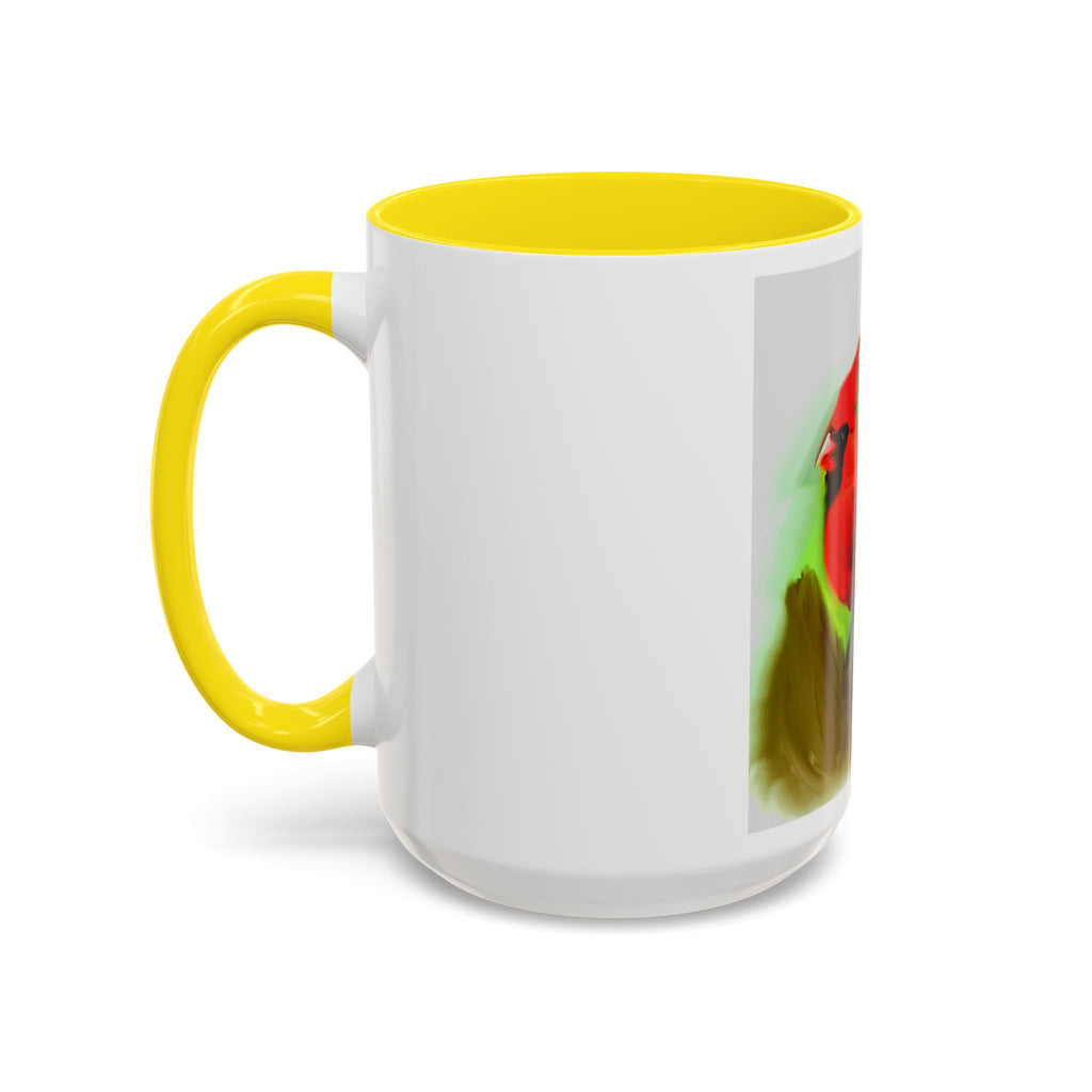 Cardinal Bird Accent Coffee Mug — Red Cardinal Sunrise Art Ceramic Mug (11/15 oz)