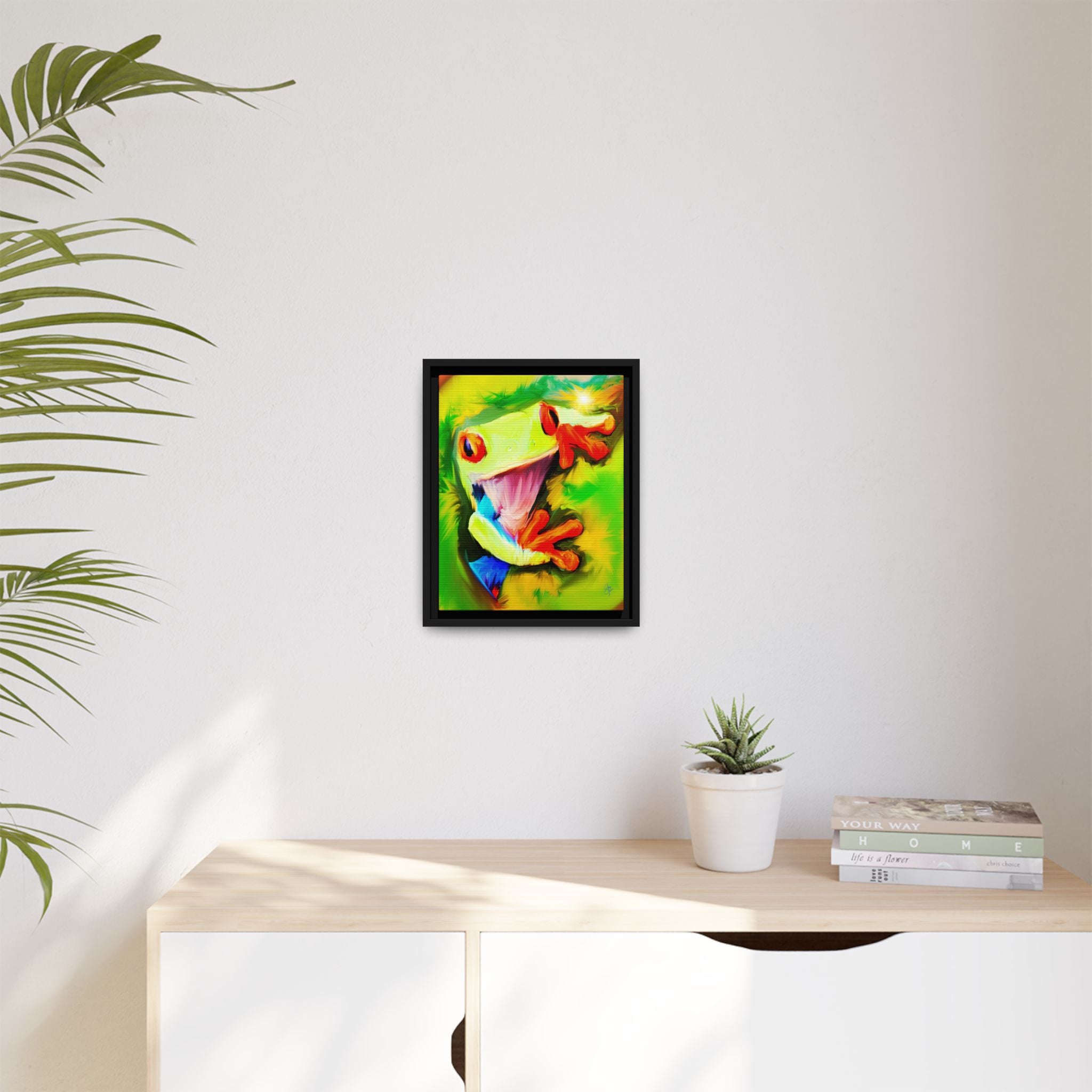 Colorful Tree Frog Matte Canvas Print — Framed Tropical Wall Art