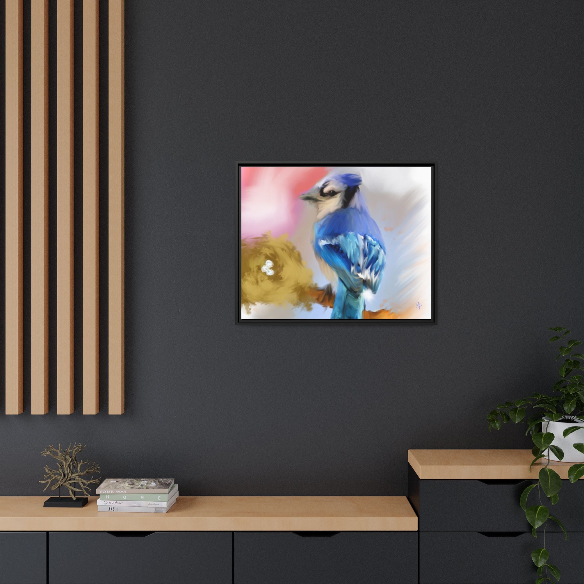 Blue Jay Art Print — Framed Matte Canvas Wall Art