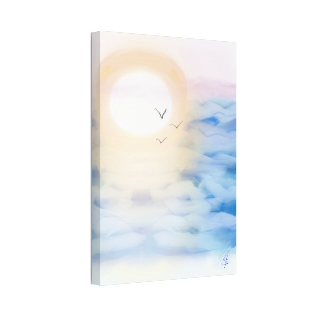 Sunrise Seascape Canvas Print — Soothing Ocean Wall Art, 1.5" Stretched