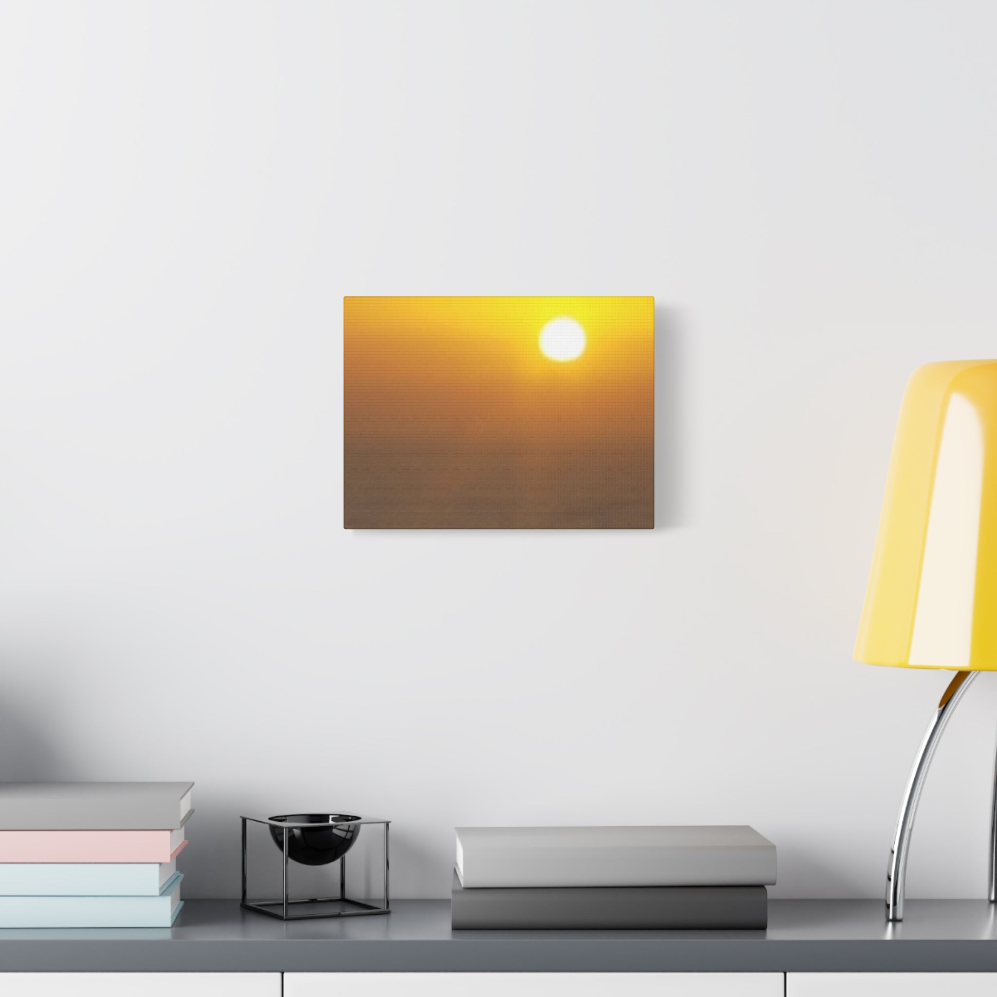 Sunset Over Ocean Matte Canvas Wall Art — Warm Yellow Sunrise Sea Photo