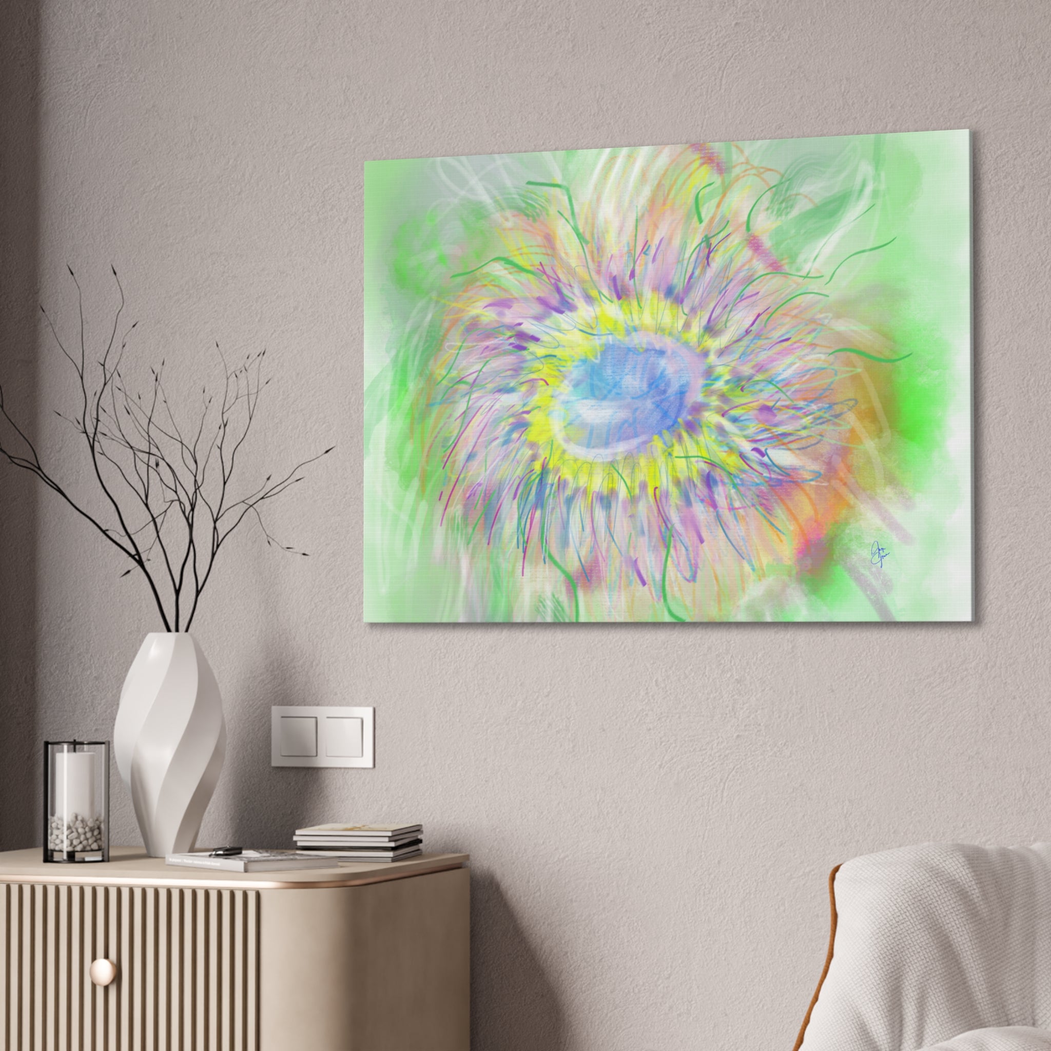 Abstract Pastel Bloom Canvas Print — Floral Wall Art for Living Room & Nursery