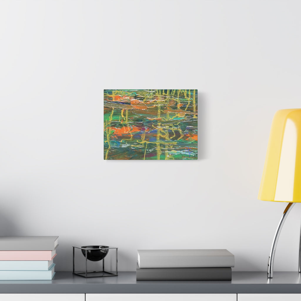 Abstract Green & Orange Matte Canvas Wall Art - Stretched 1.25"