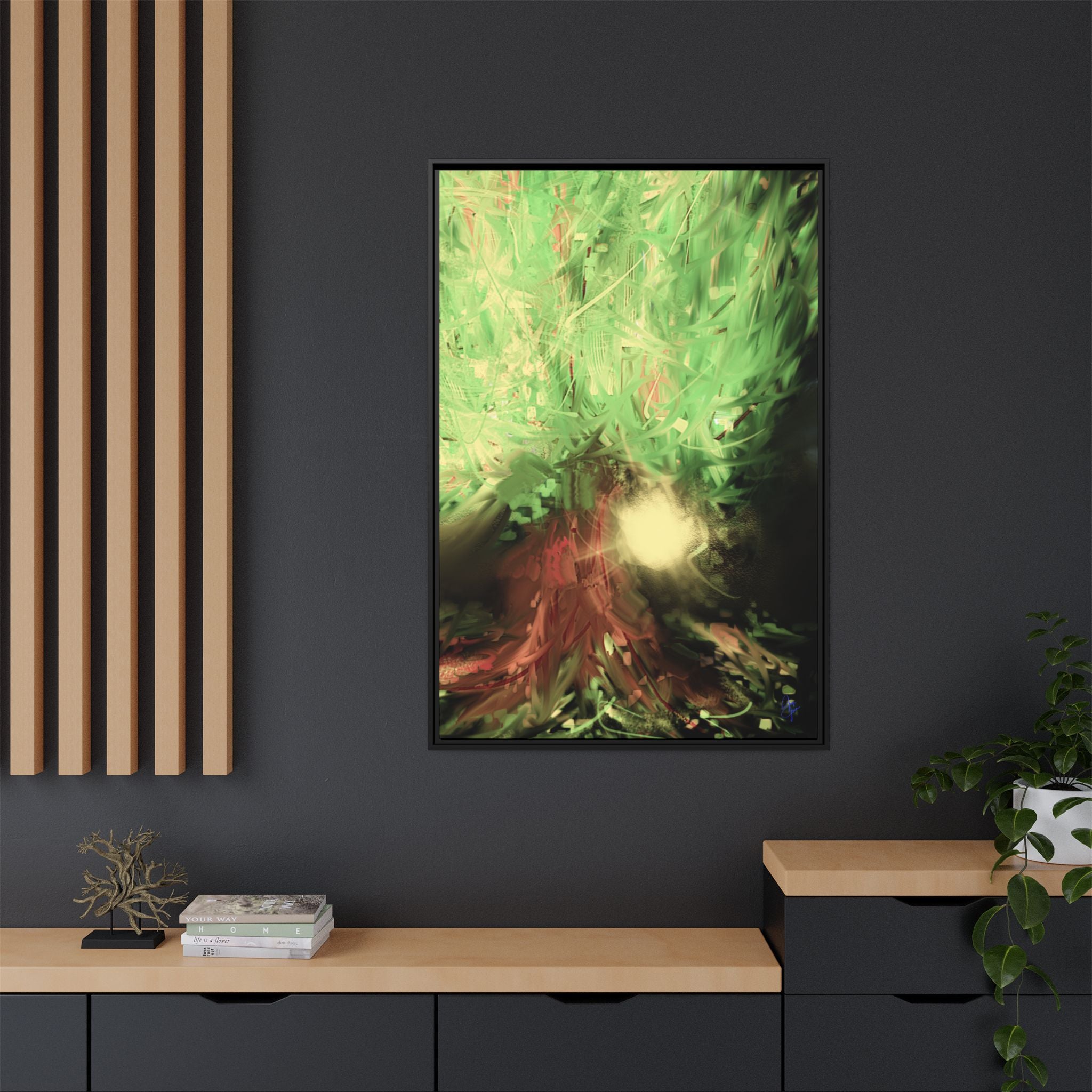 Sunset Tree Matte Canvas Framed Wall Art