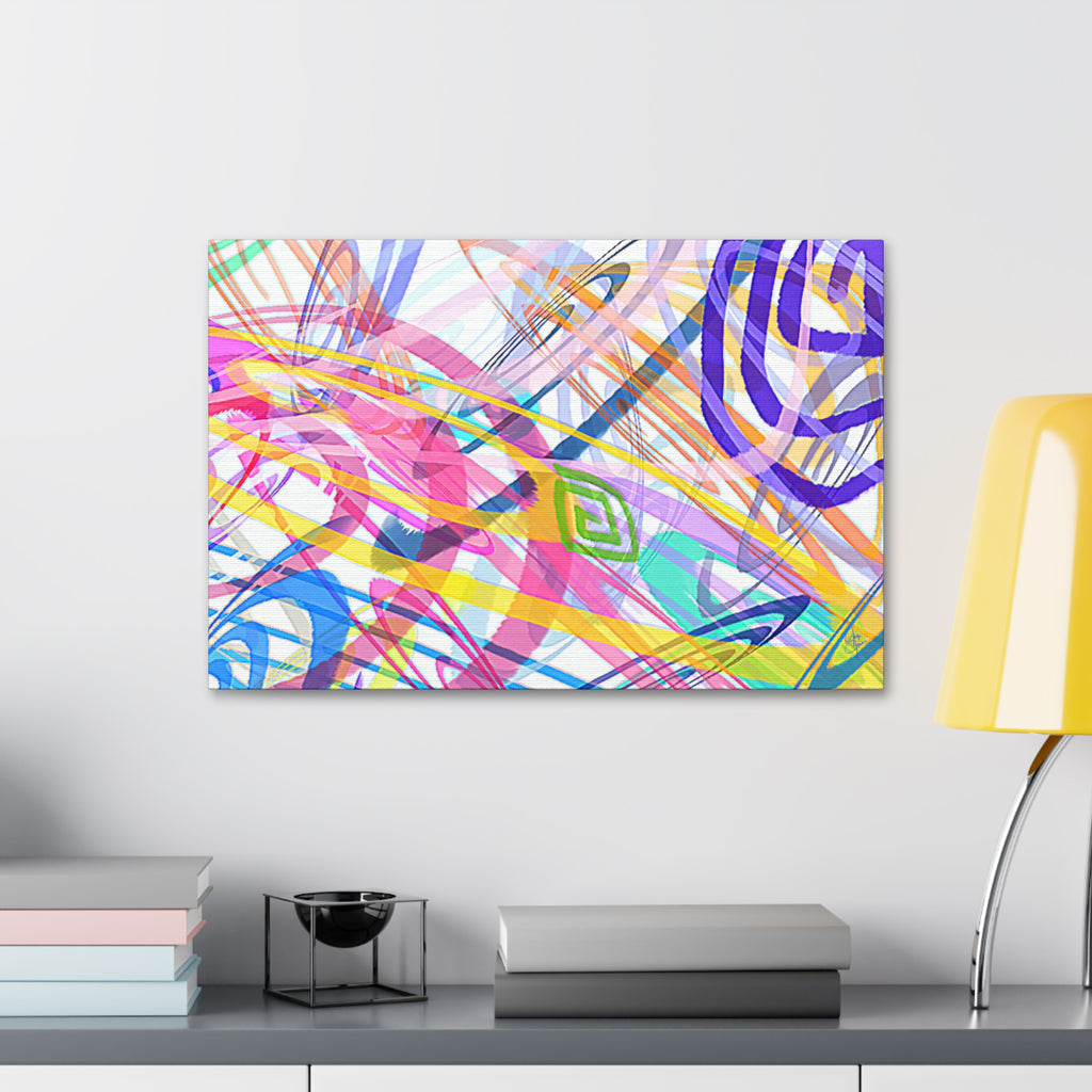 Abstract Rainbow Scribble Canvas – Colorful Modern Wall Art (1.5" Stretched)