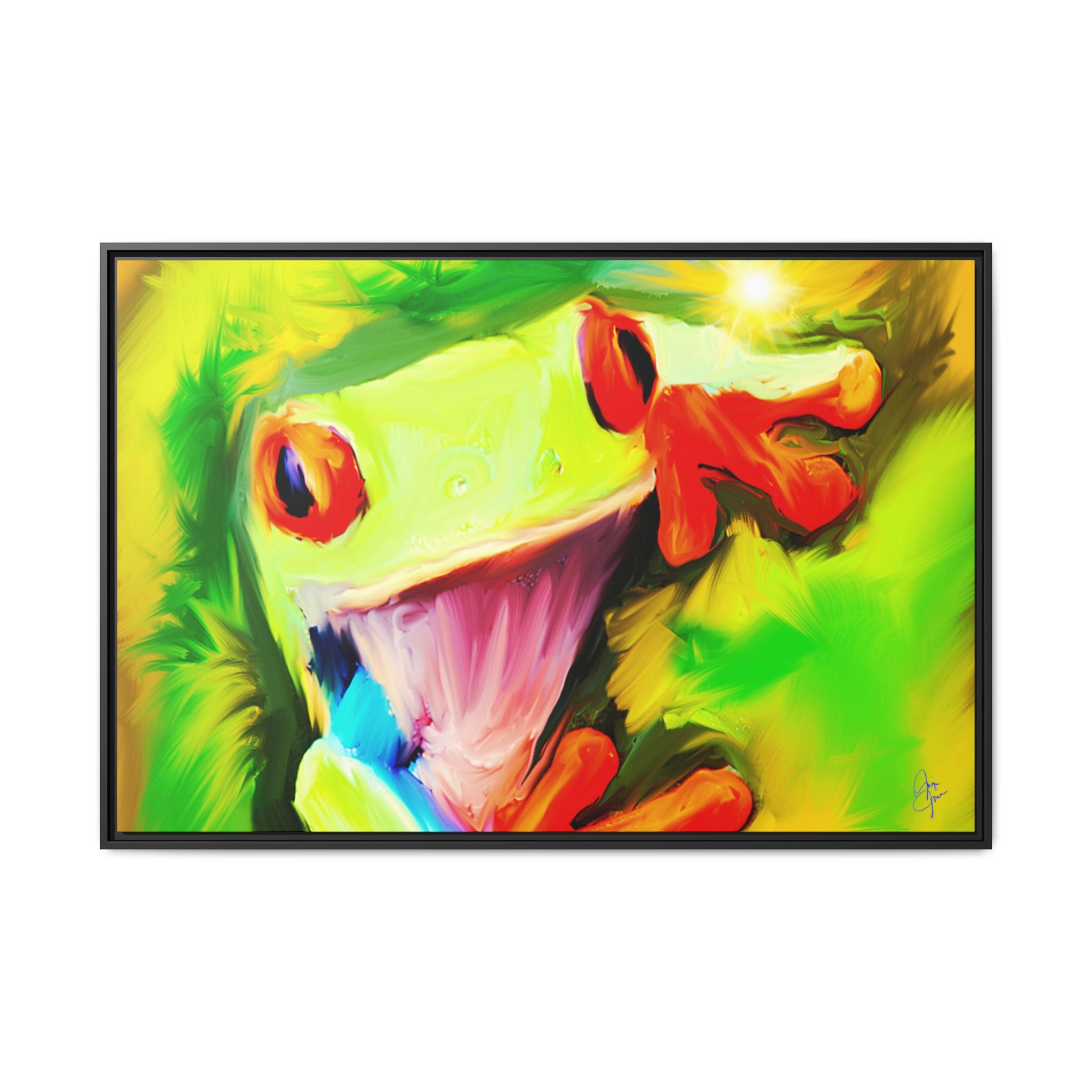 Colorful Tree Frog Matte Canvas Print — Framed Tropical Wall Art